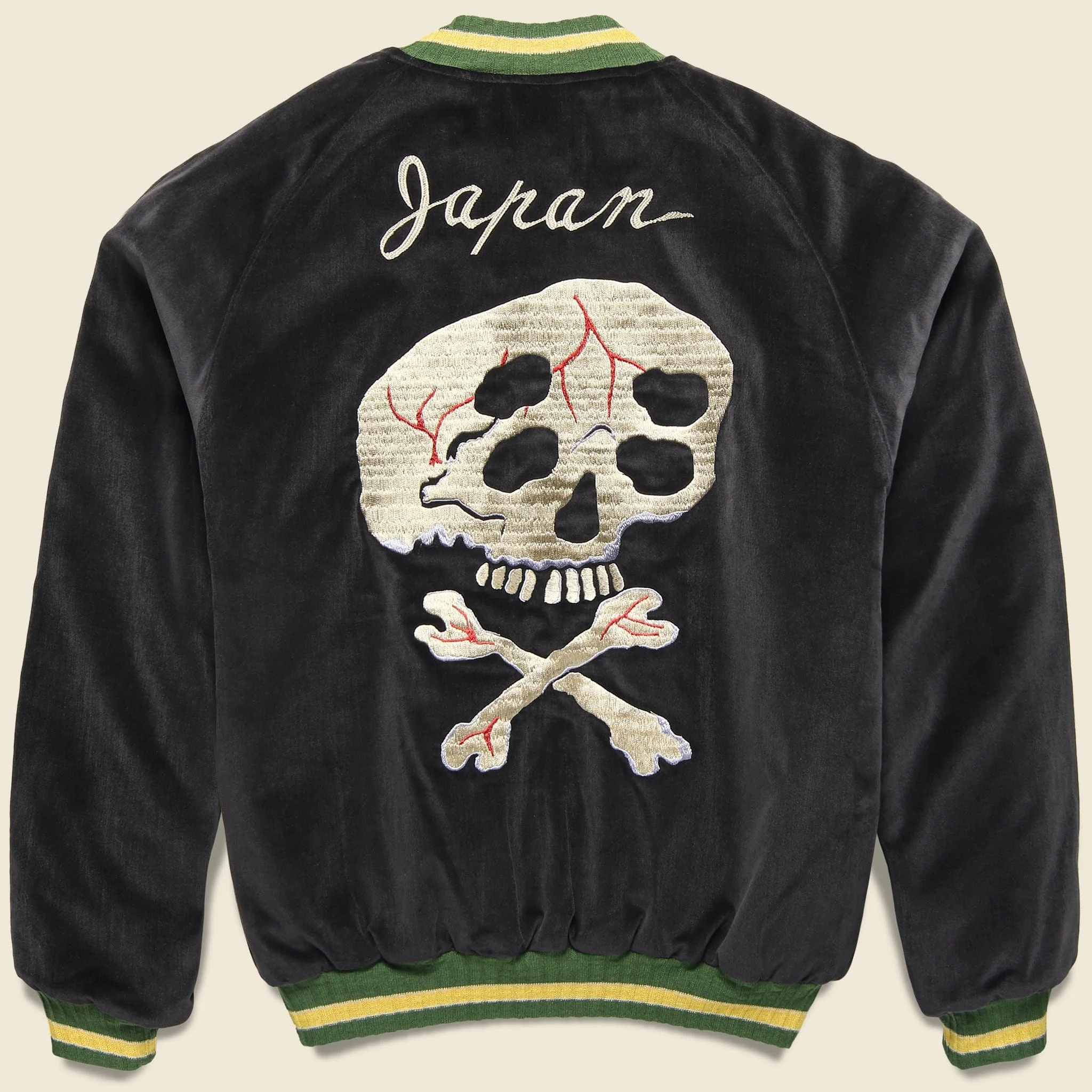 Sulfur Dyed Velvet RAIN SKULL Souvenir Jacket - Black - Image 2