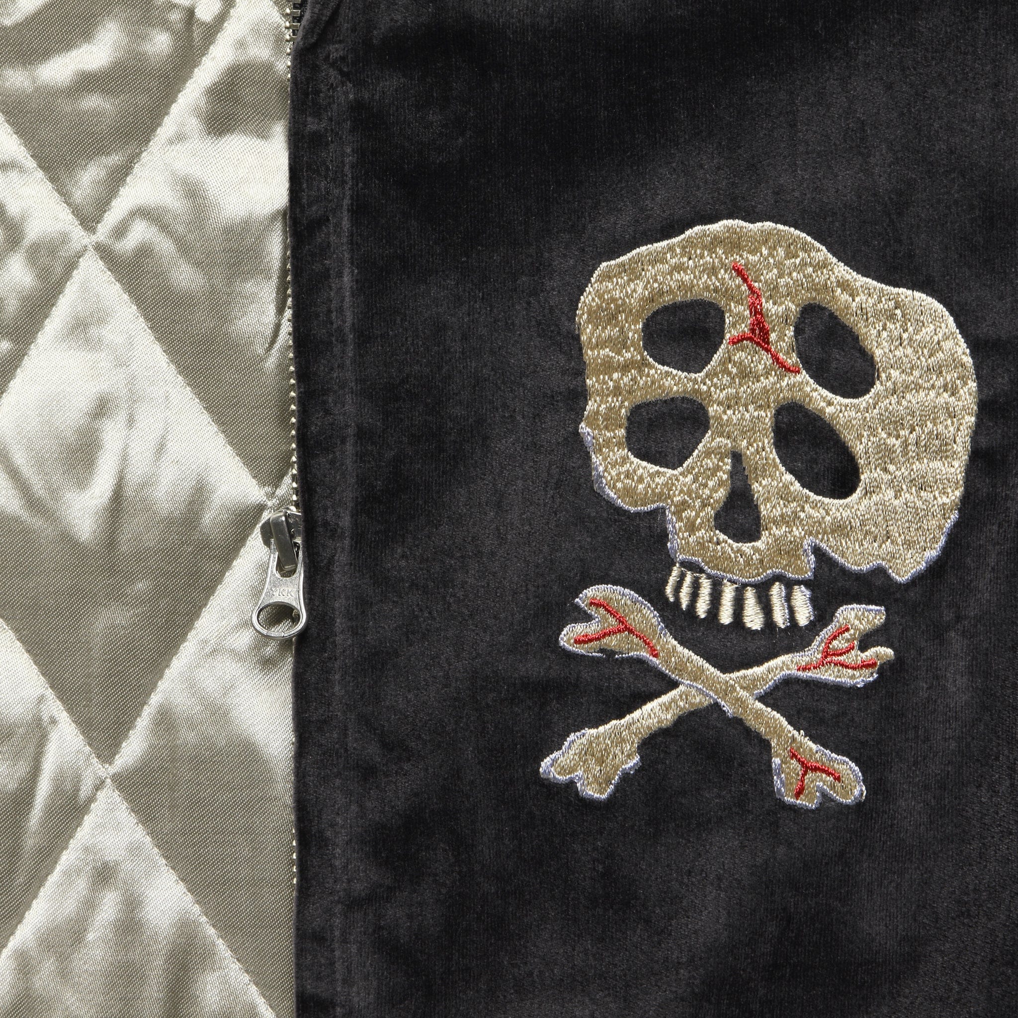 Sulfur Dyed Velvet RAIN SKULL Souvenir Jacket - Black - Image 3
