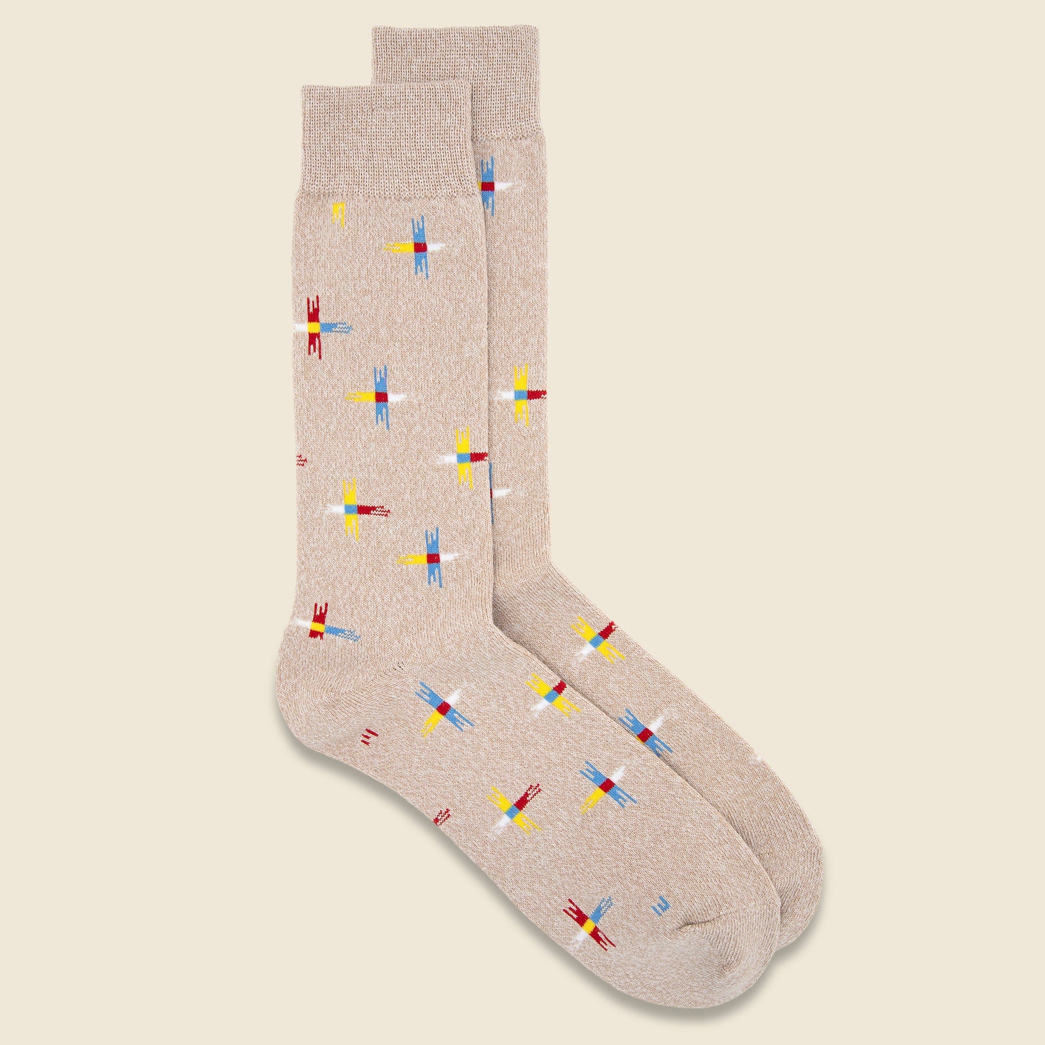 Sun Cross Crew Sock - Beige