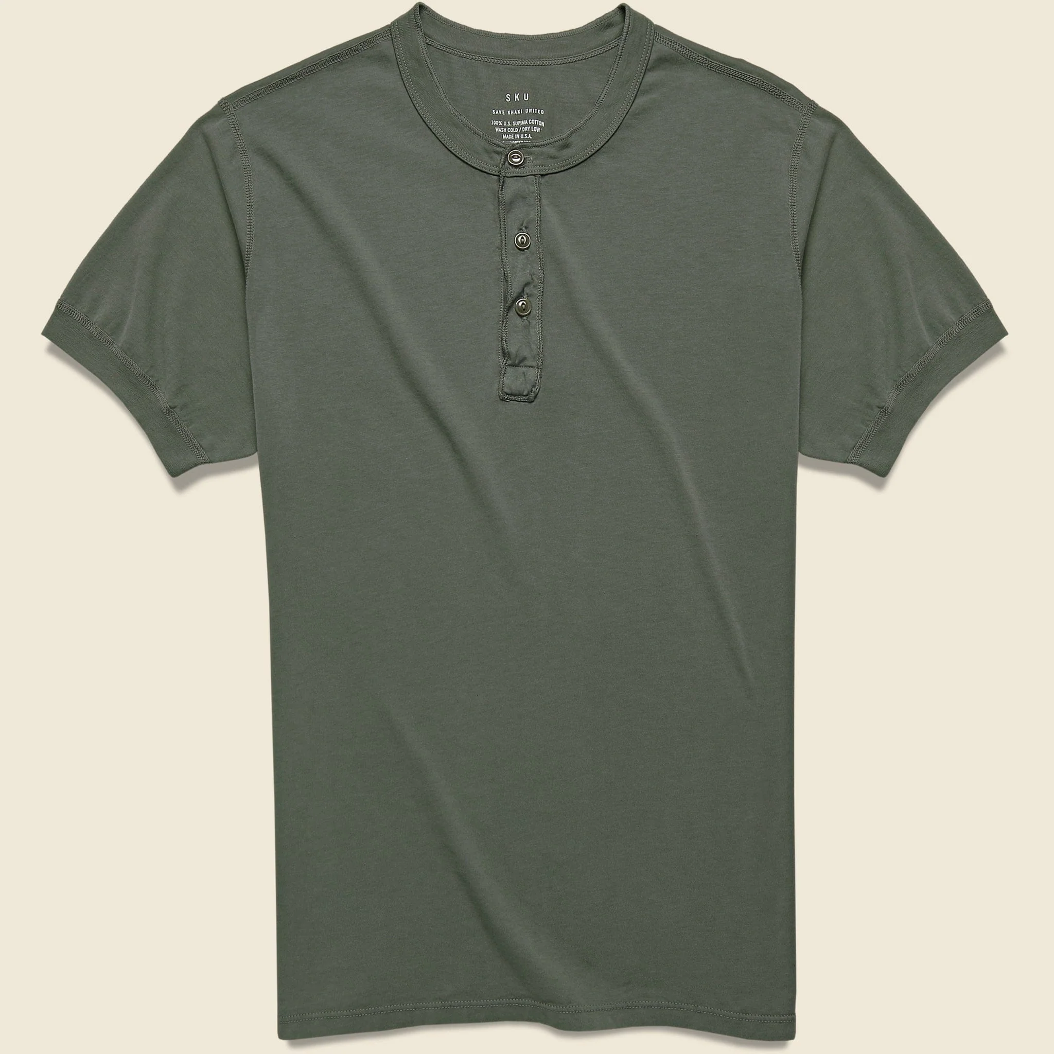Supima Jersey Henley - Basil