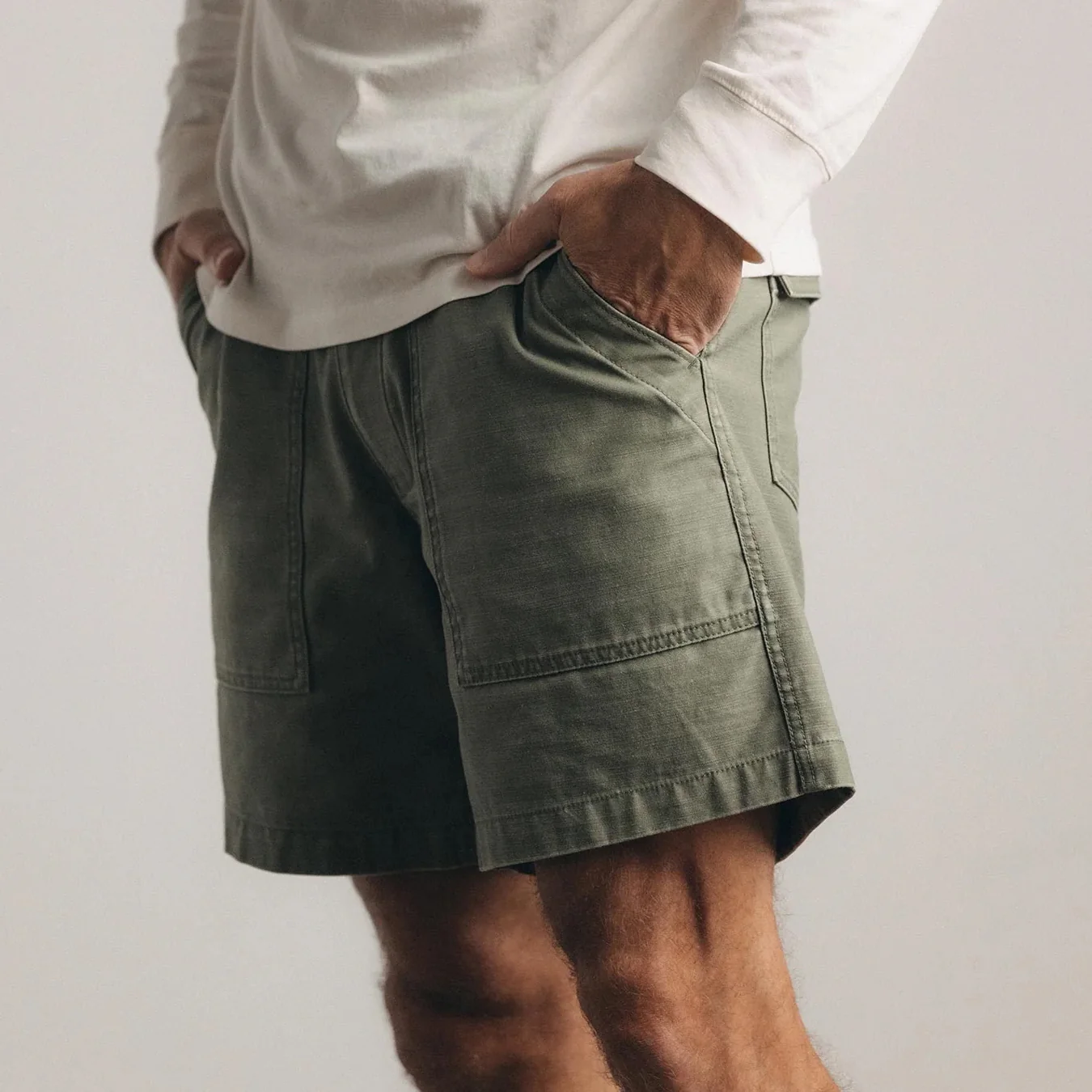 7" Surplus Shorts - Olive Sateen - Image 2