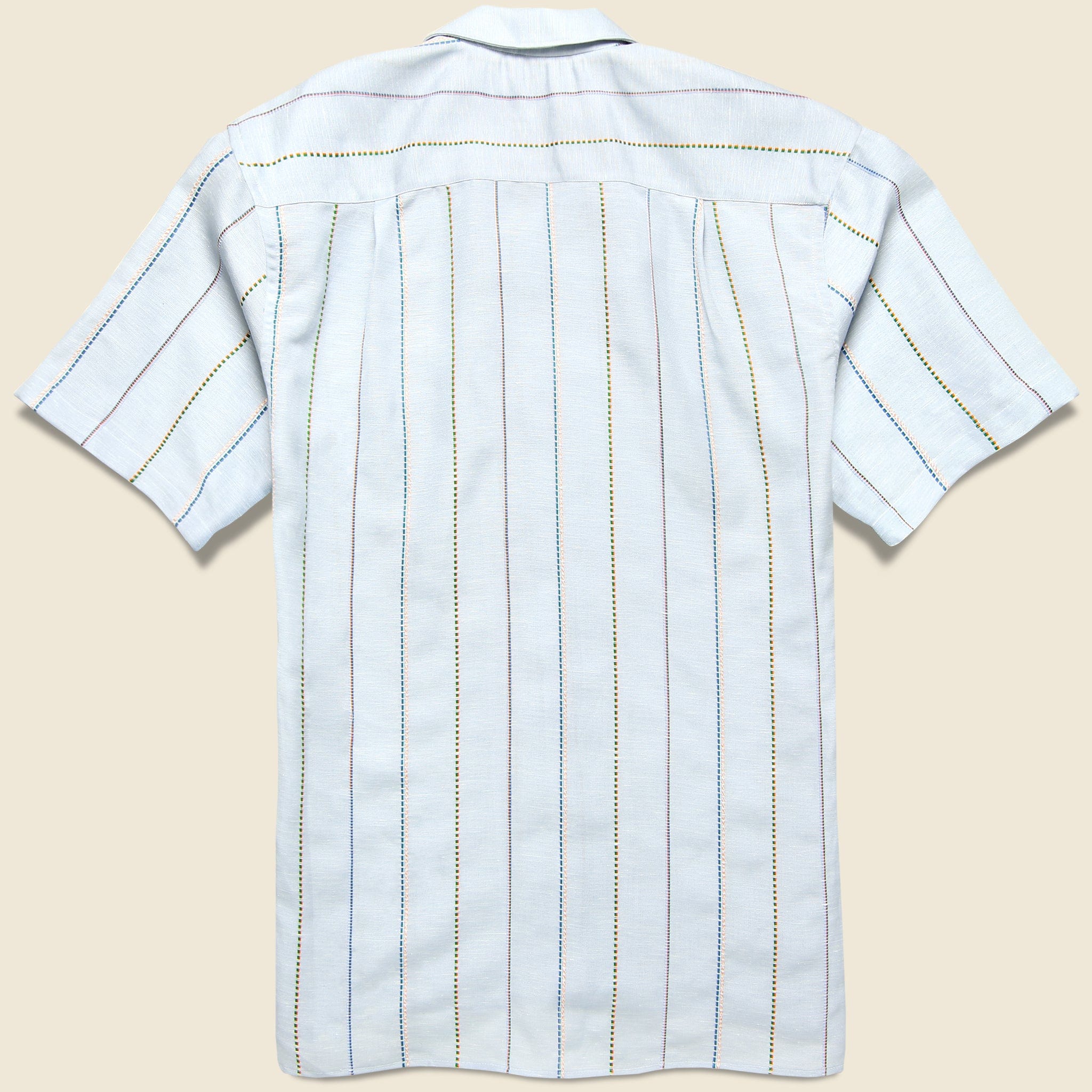 Tencel/Linen Woven Stripe Shirt - Blue/Brown - Image 2
