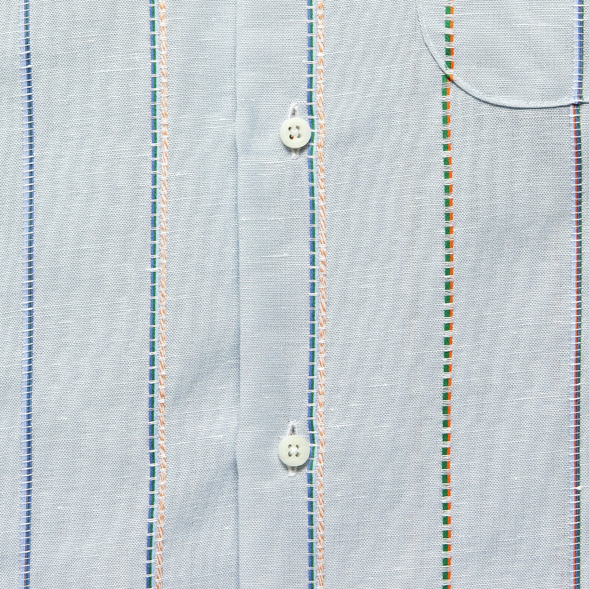 Tencel/Linen Woven Stripe Shirt - Blue/Brown - Image 3