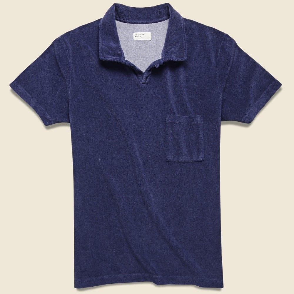 Terry Fleece Vacation Polo - Navy