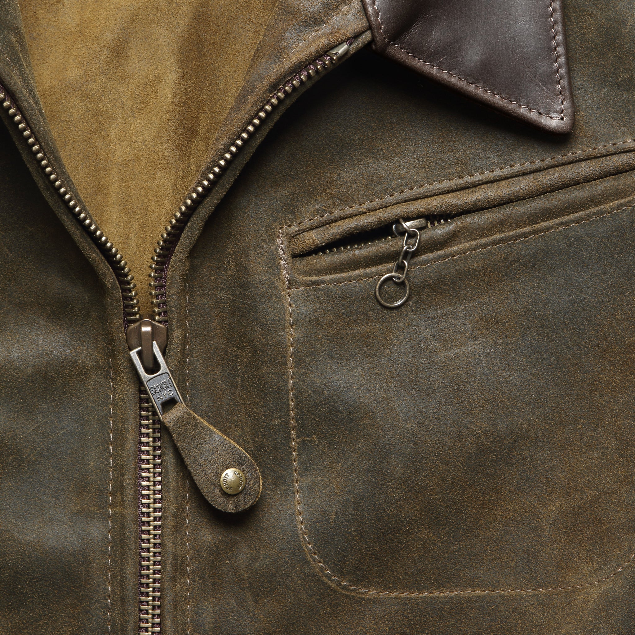 Texas Steerhide Roughout Suede Mechanic Jacket - Olive - Image 4