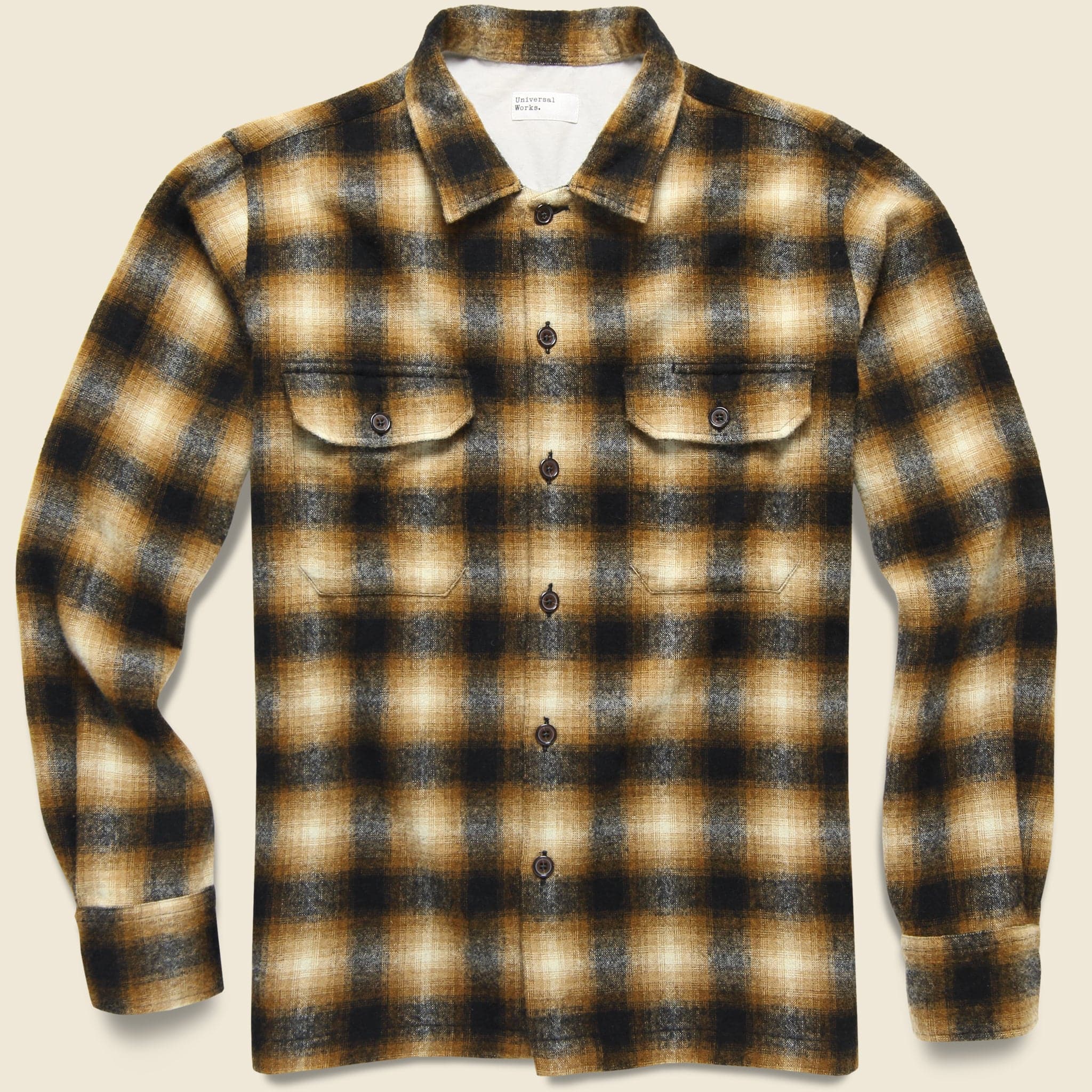 Texas Wool Plaid Utility Shirt - Brown Check