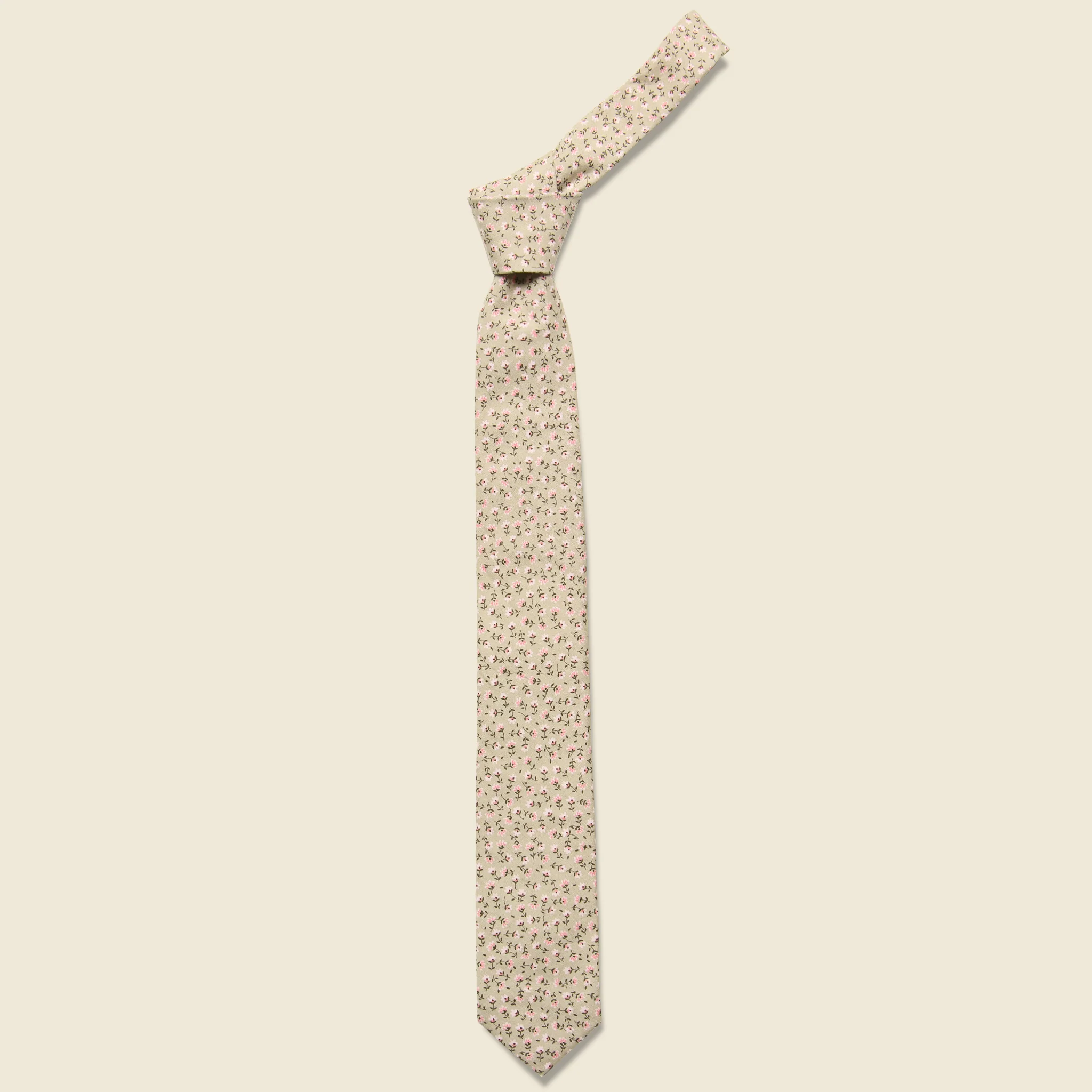 Miniature Calico Print Tie - Tan