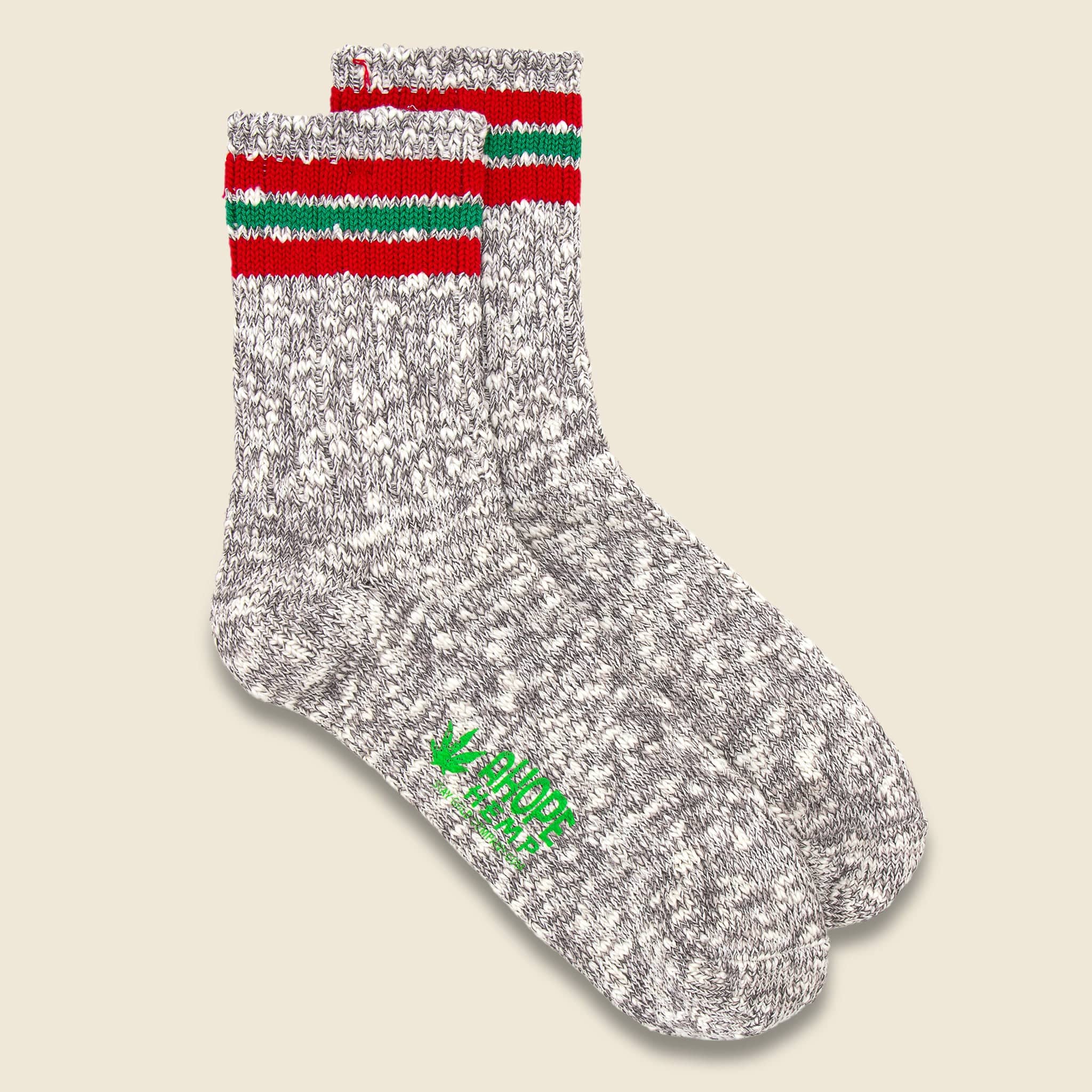 Three Stripe Quarter Sock - Grey