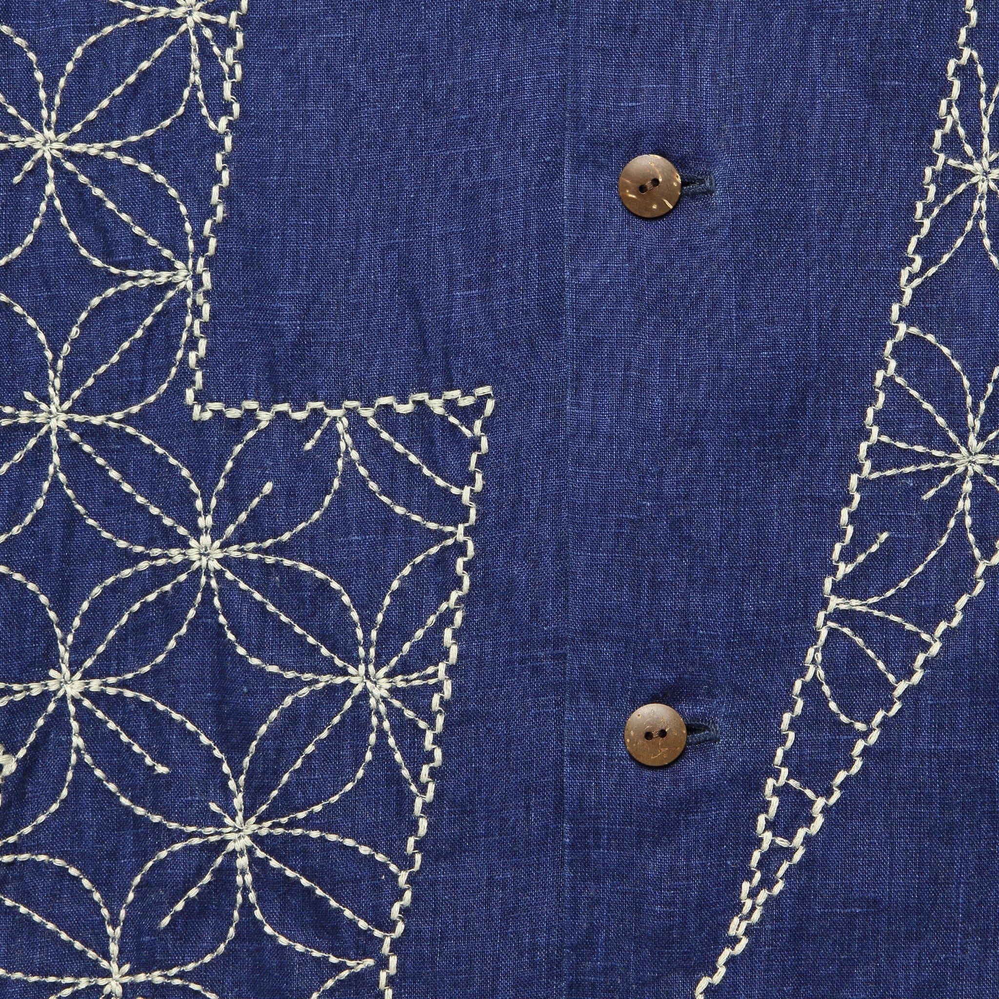 Thunderbolt Sashiko Linen Aloha Shirt - Indigo - Image 3