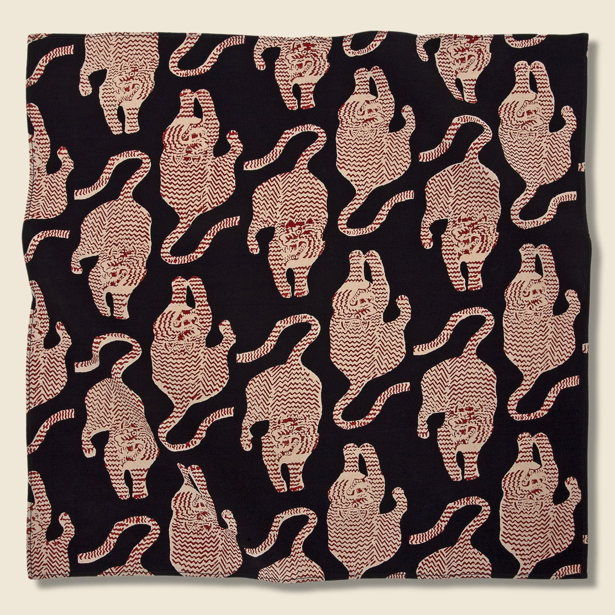 Tiger Block Print Bandana - Black/Red