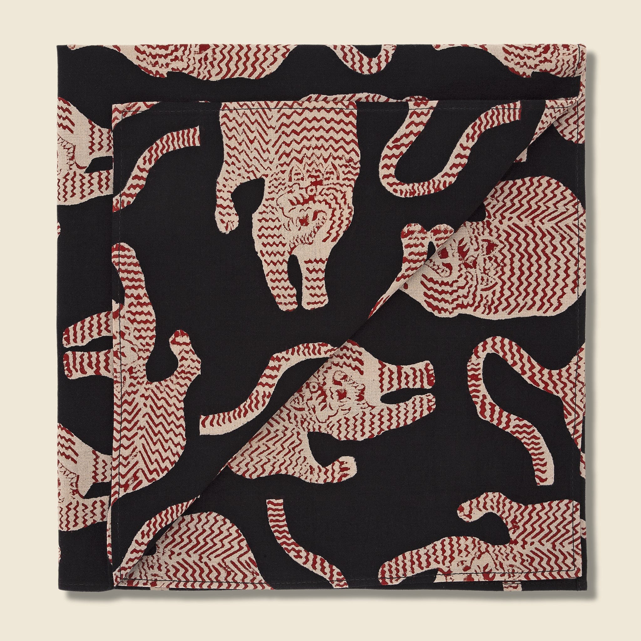 Tiger Block Print Bandana - Black/Red - Image 2