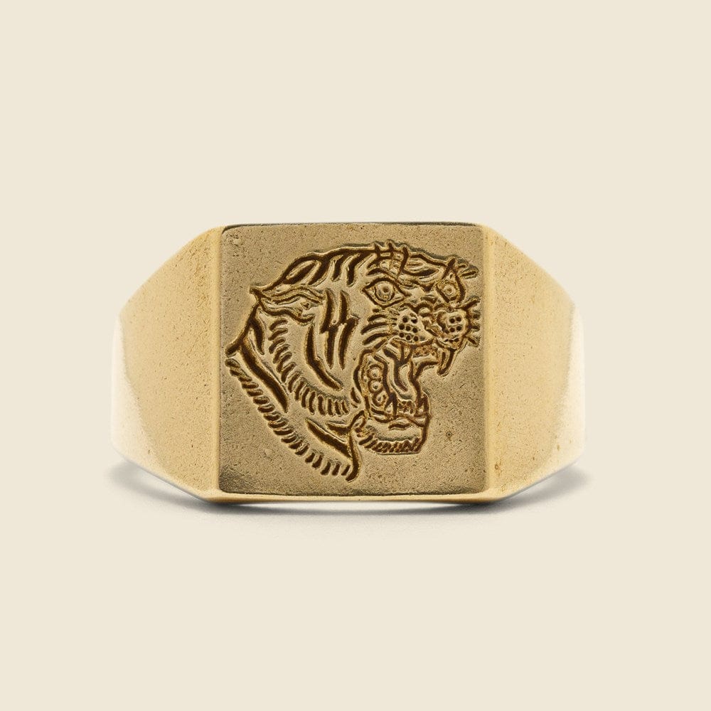 Tiger Signet Ring - Brass