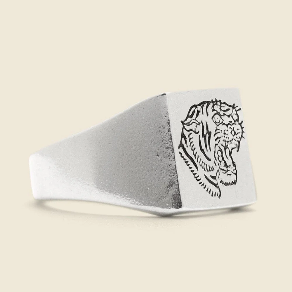 Tiger Signet Ring - Sterling Silver - Image 2