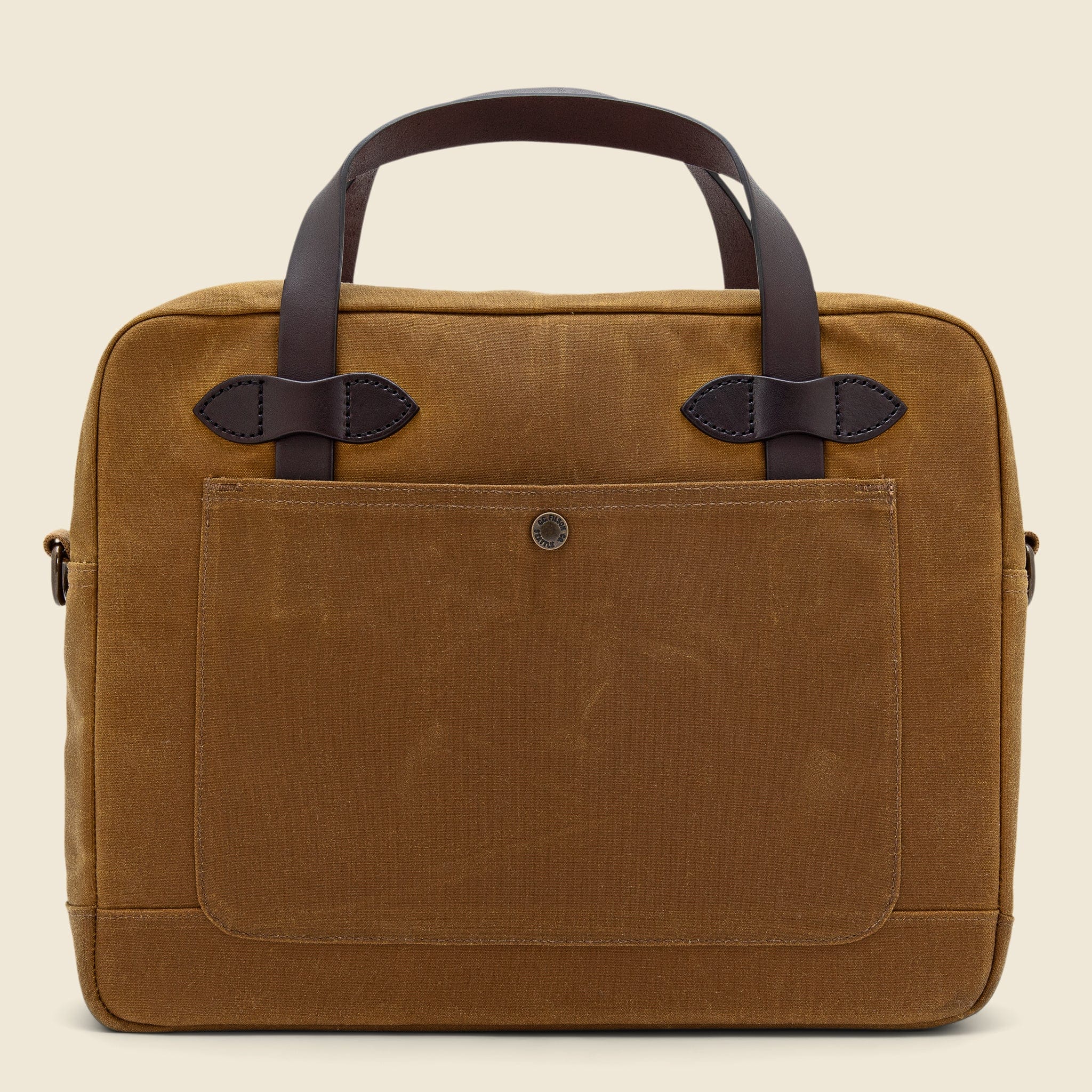 Tin Cloth Compact Briefcase - Dark Tan - Image 3