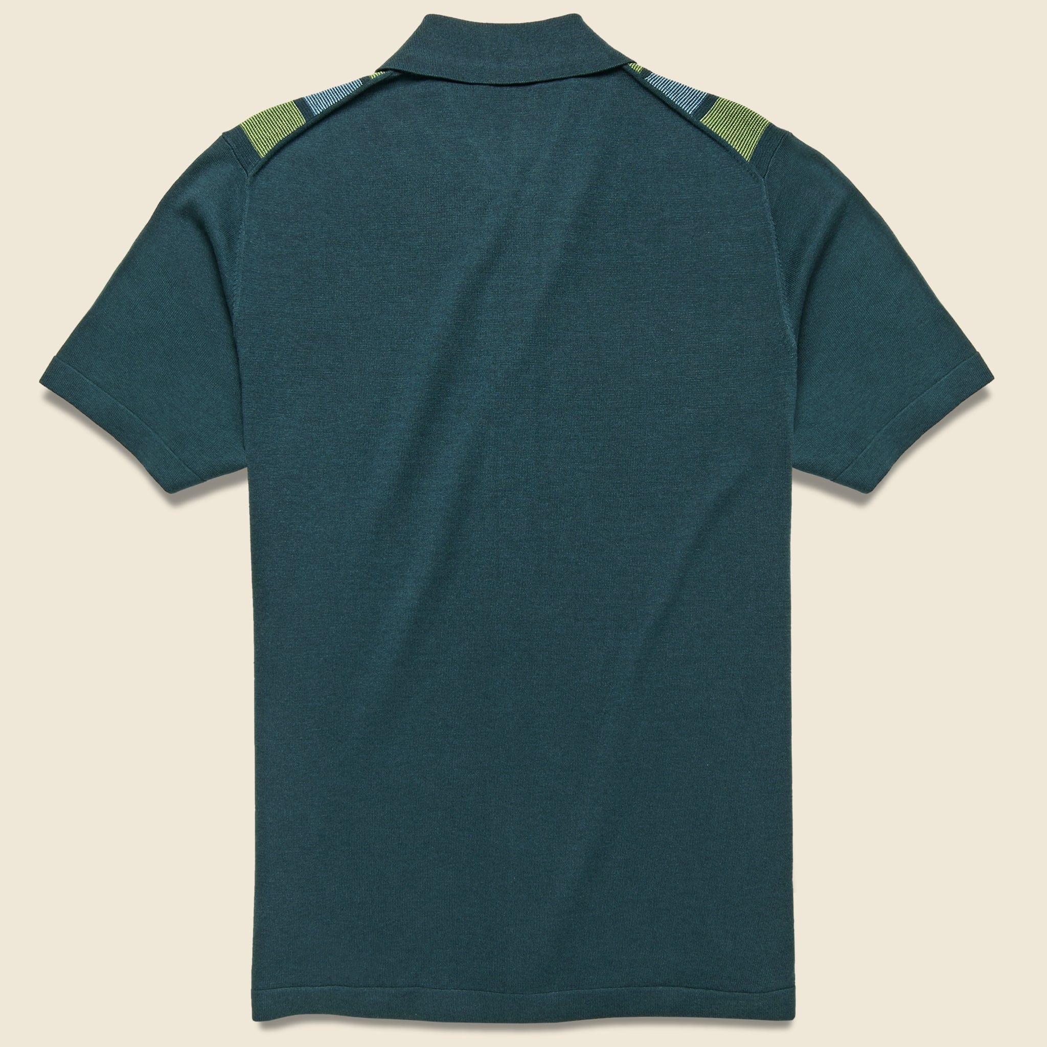 Striped Argyle Button-Down Sweater Polo - Storm Green - Image 2