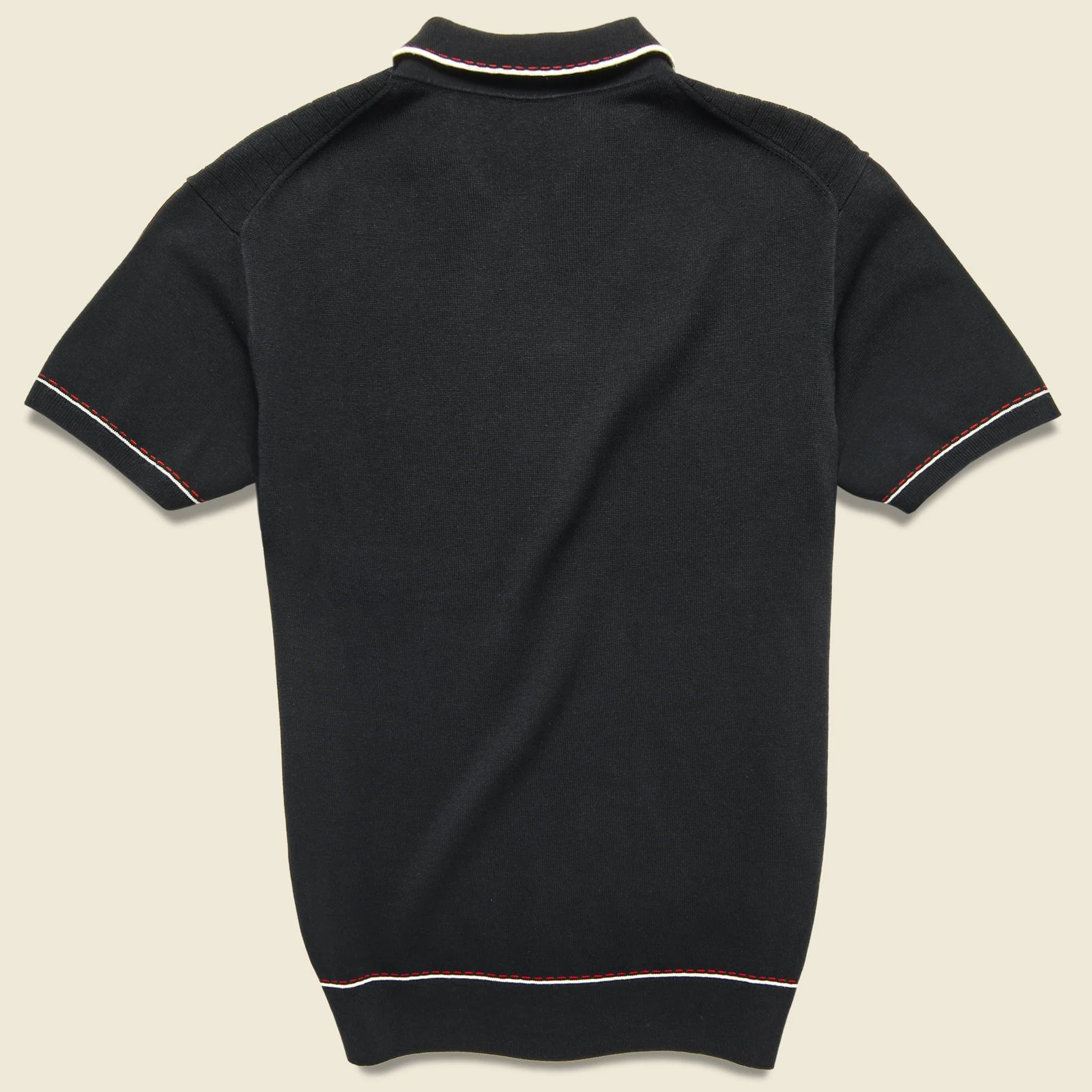Tipped Button-Down Sweater Polo - Black - Image 2