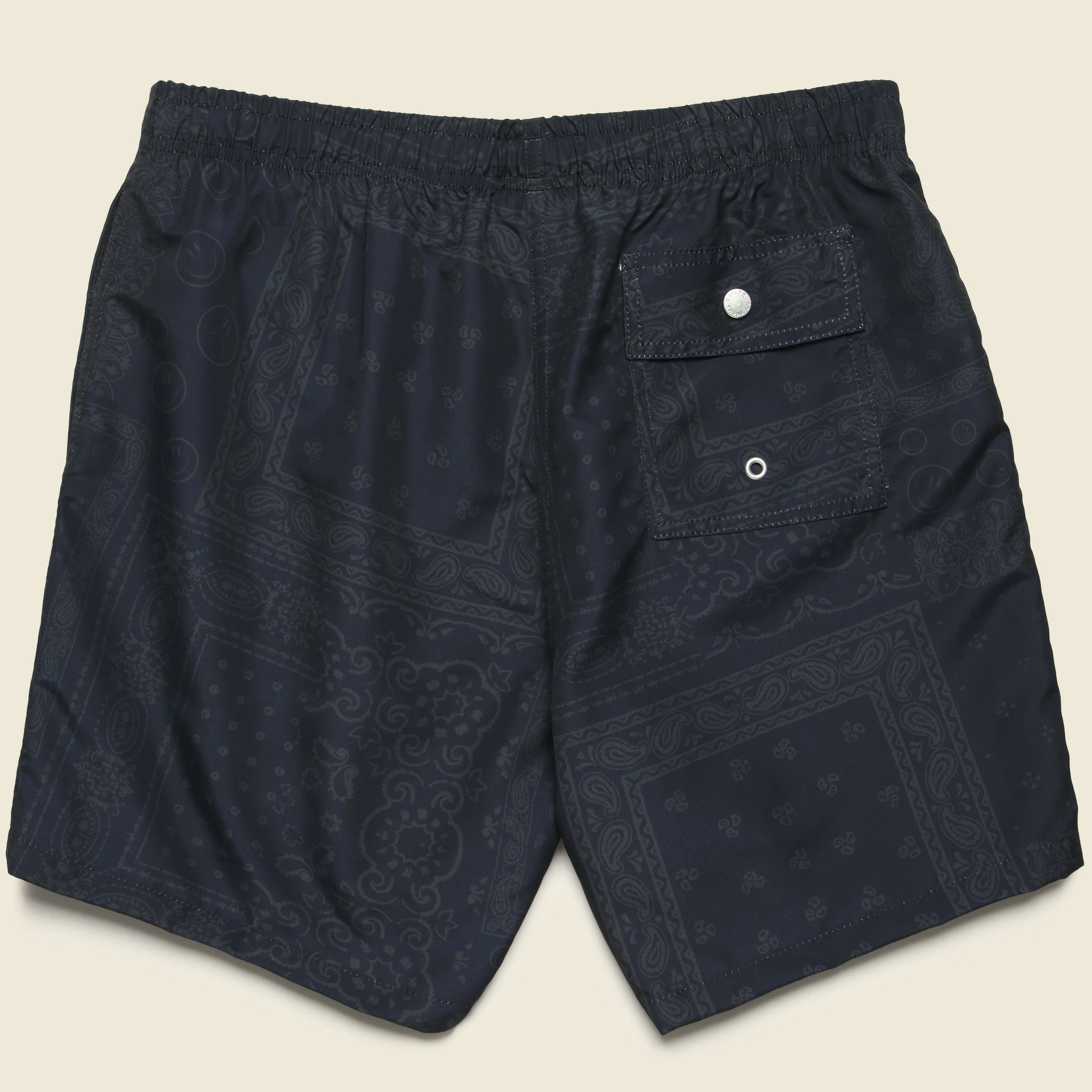 5.5" Tonal Bandana Stripe Swim Trunks - Black - Image 2
