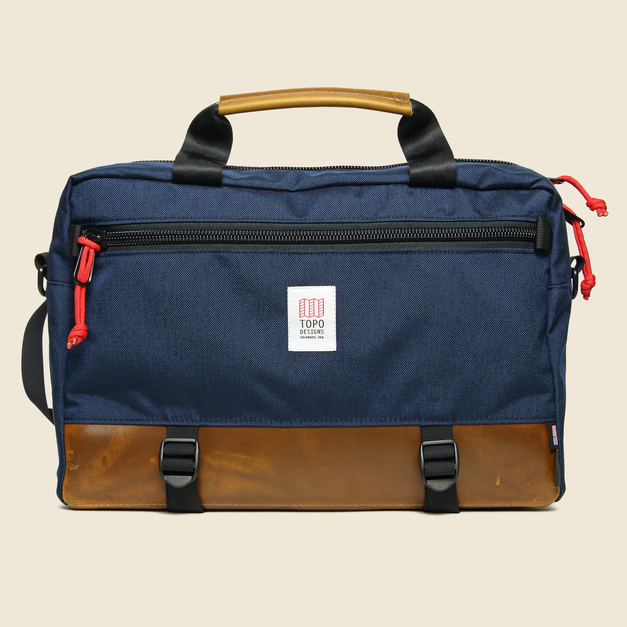 Commuter Briefcase - Navy/Brown Leather