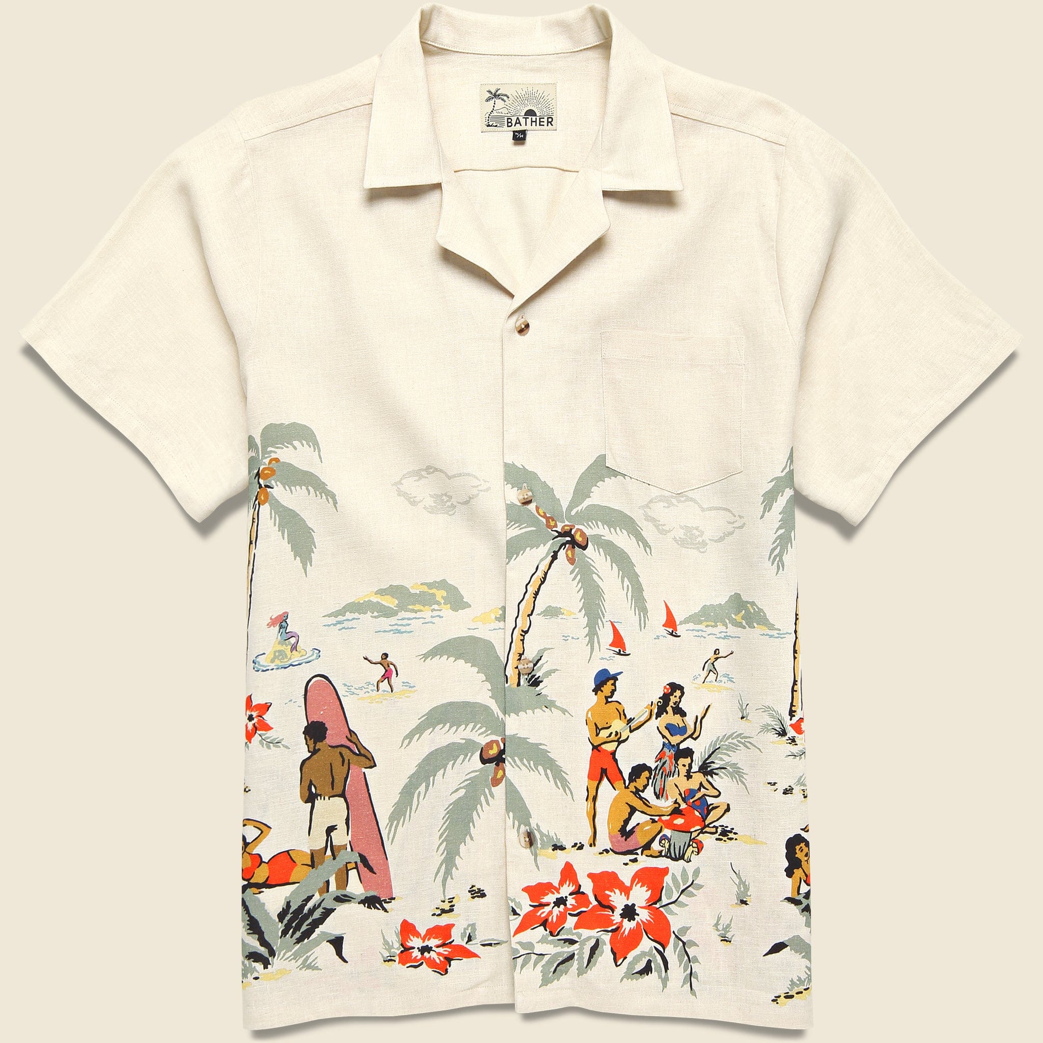 Trippin Beach Camp Shirt - Natural