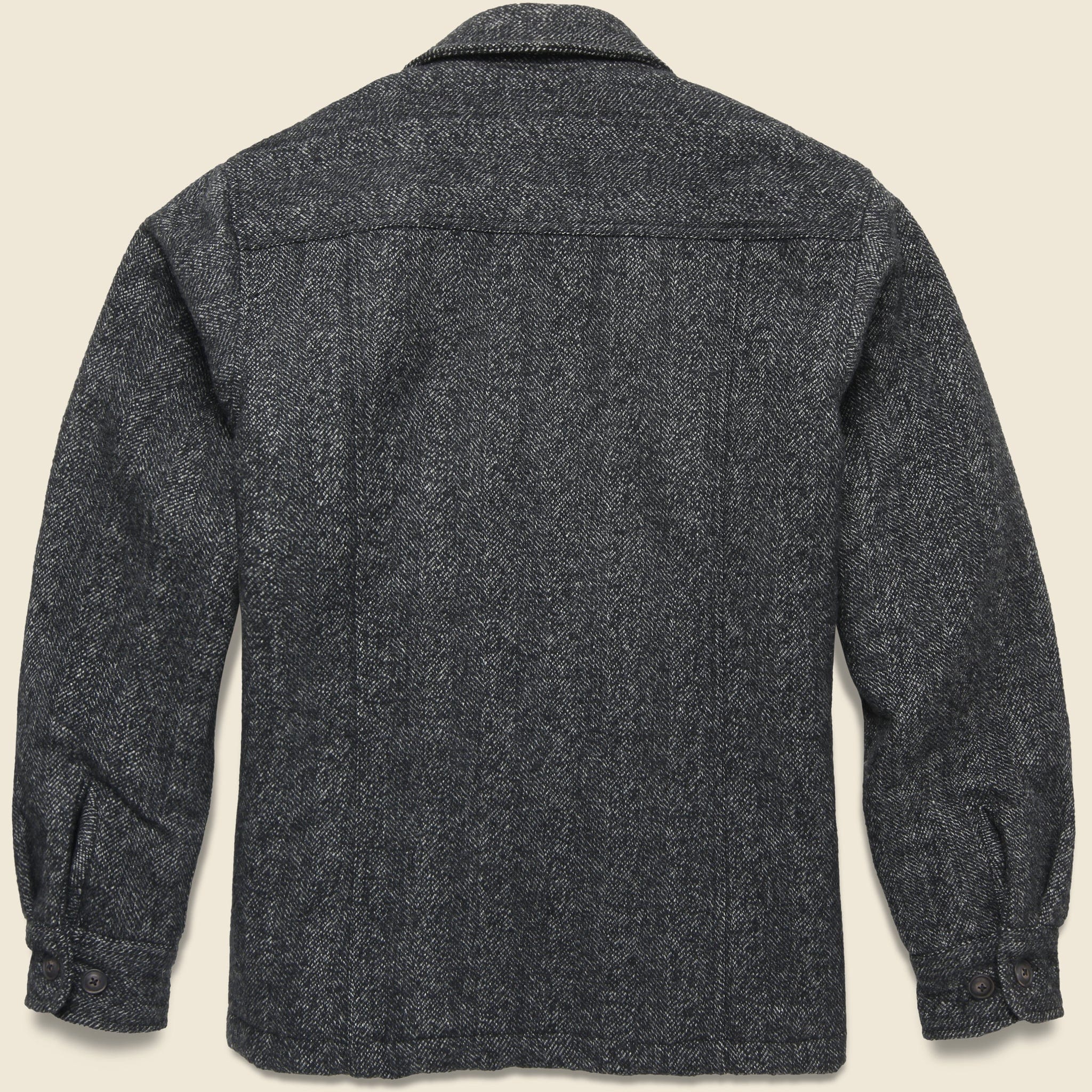 Tweed Herrigbone Zip Front Winter Jacket - Charcoal - Image 2