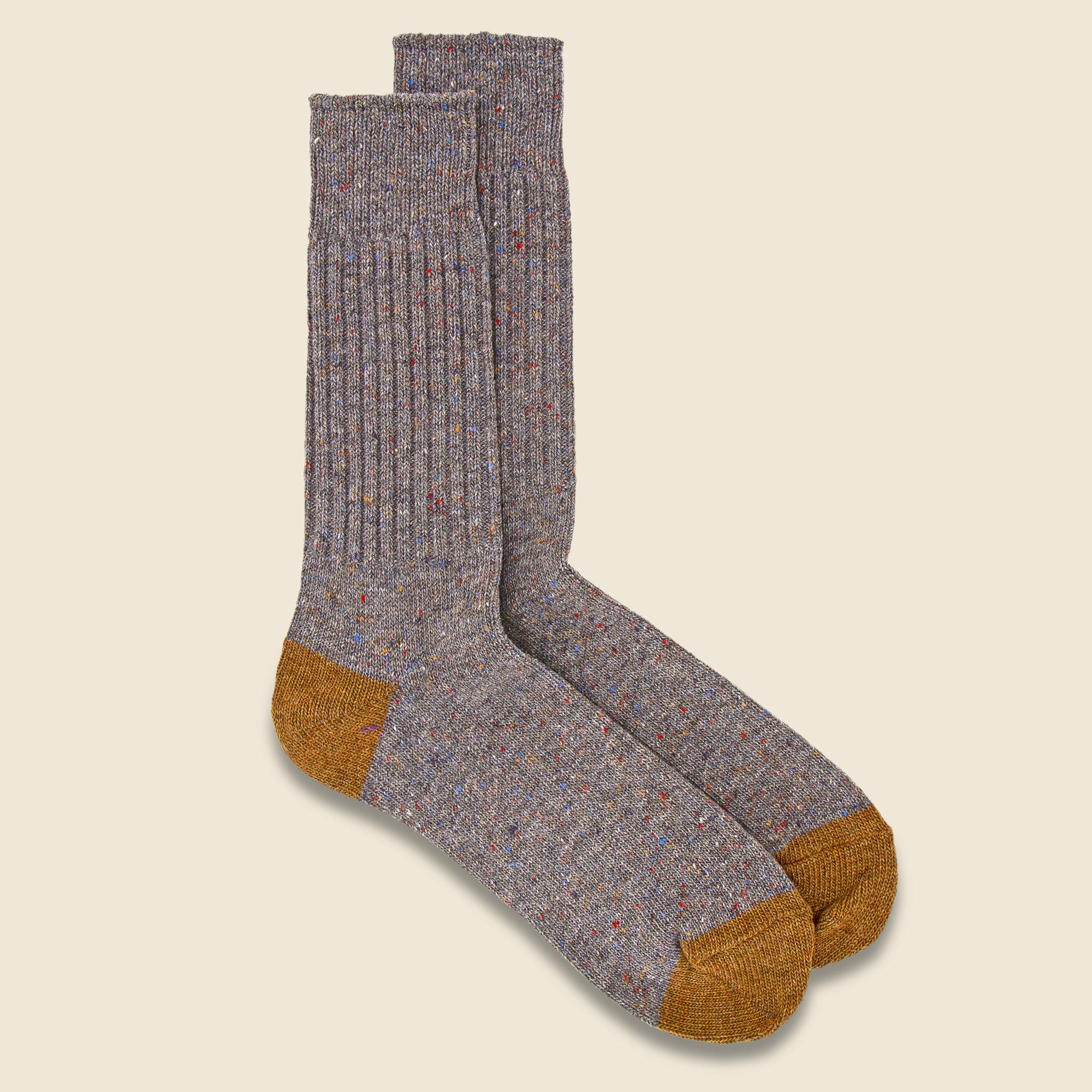 Tweed Nep Crew Sock - M. Grey