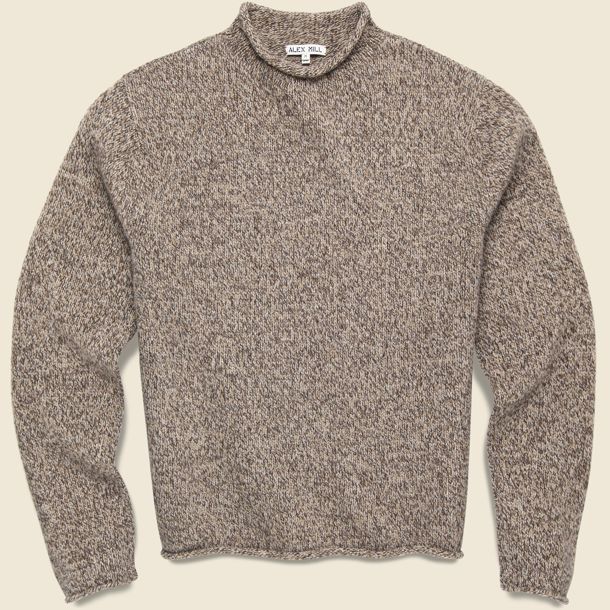 Tweed Roll Neck Sweater - Marled Cedar