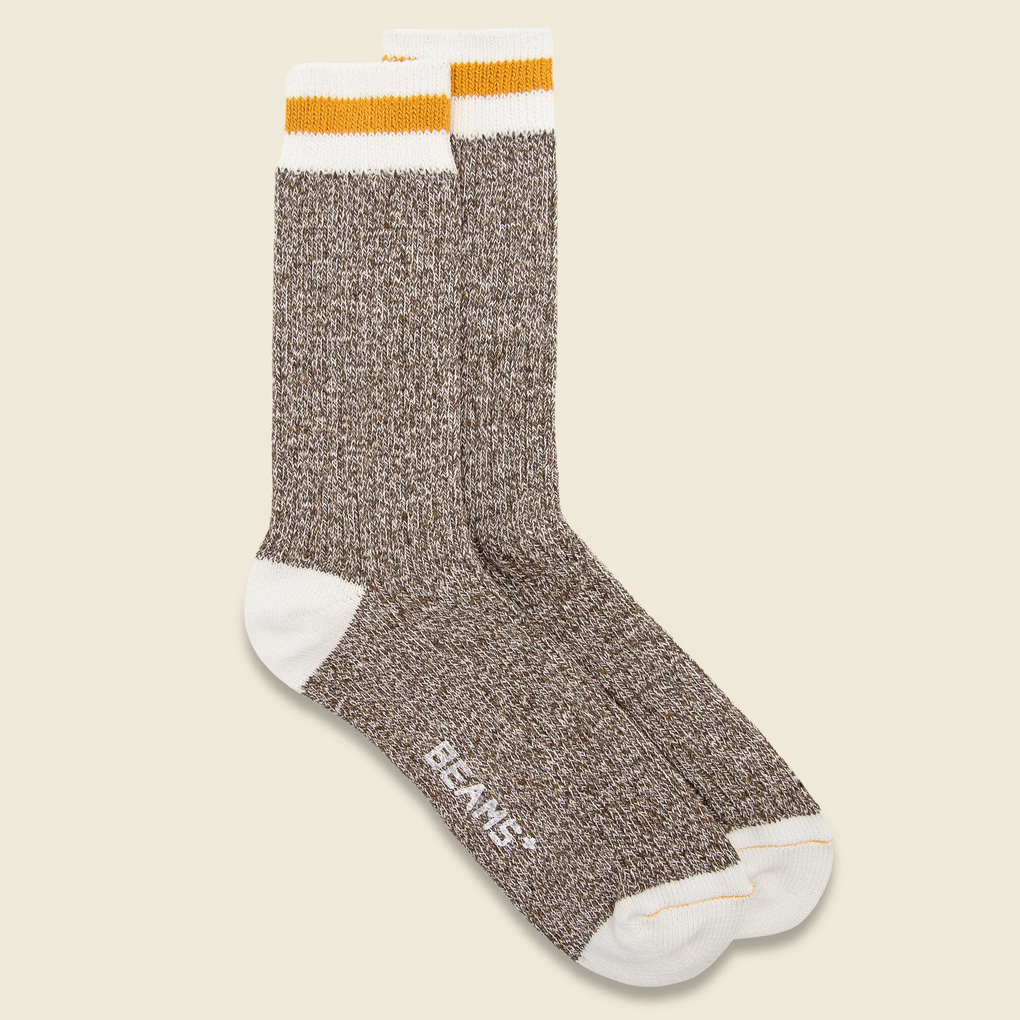 Two Pack Rag Socks - Khaki/Yellow