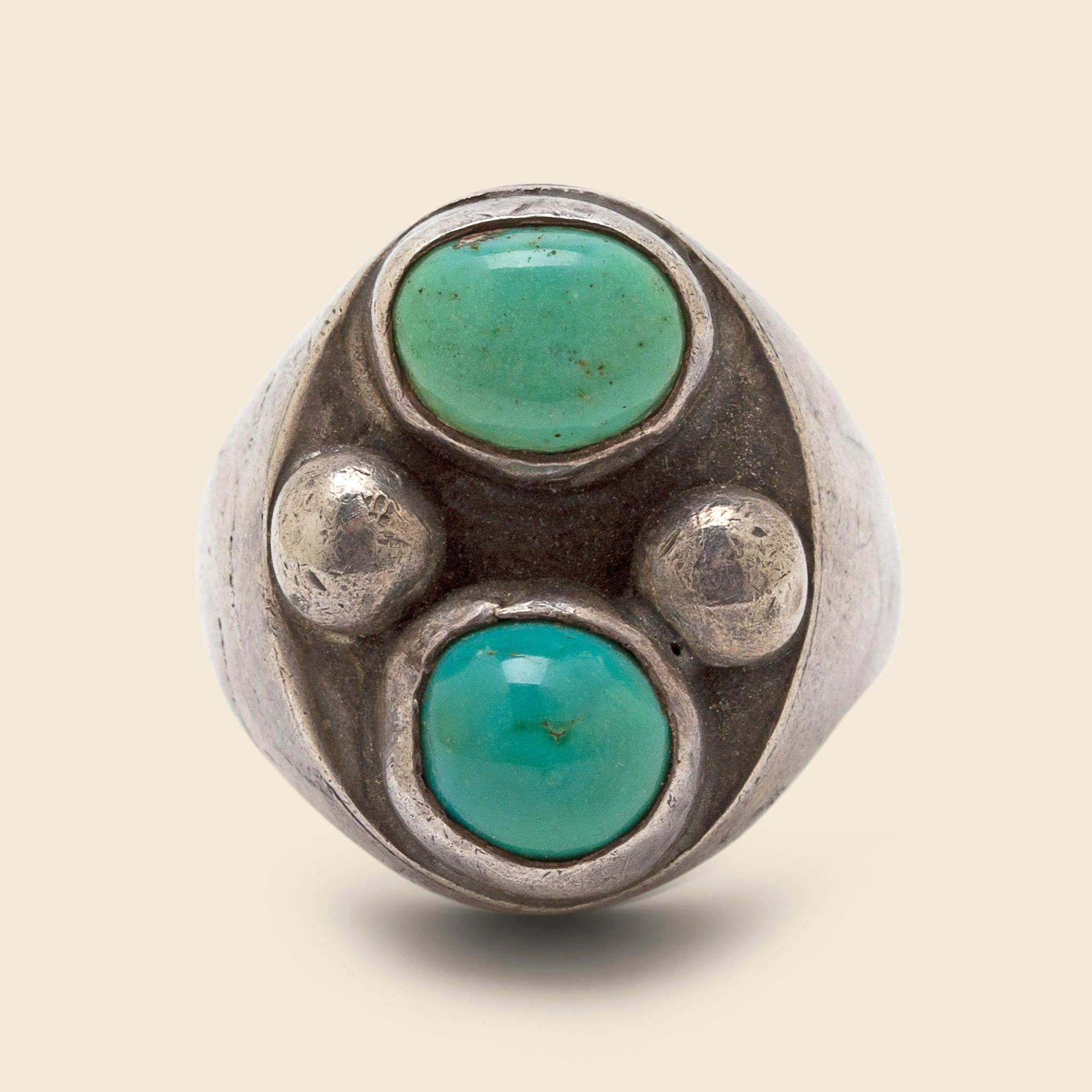 Two Stone Turquoise & Silver Ring - Image 2