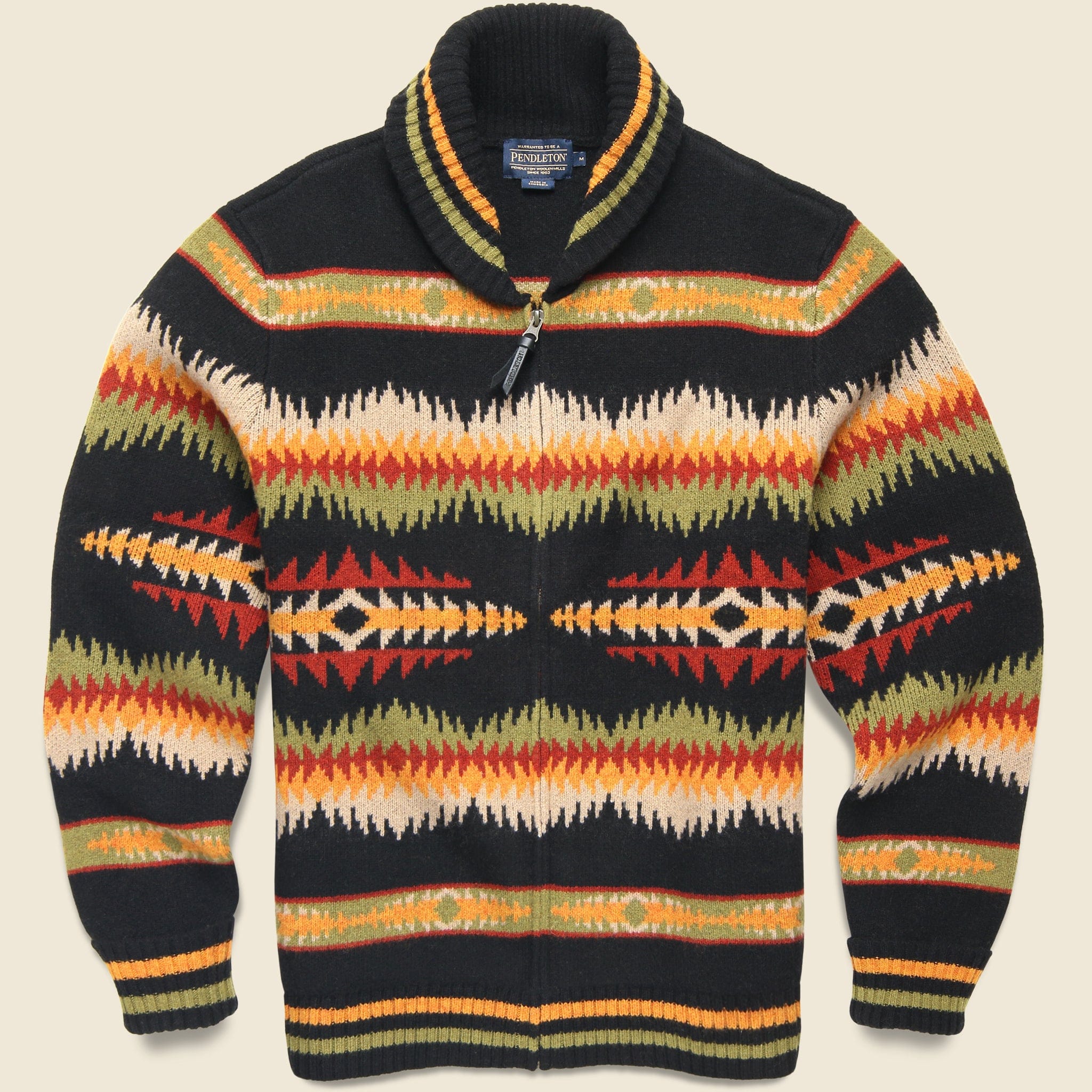 Tye River Lambswool Cardigan - Tye River Black/Scarlet