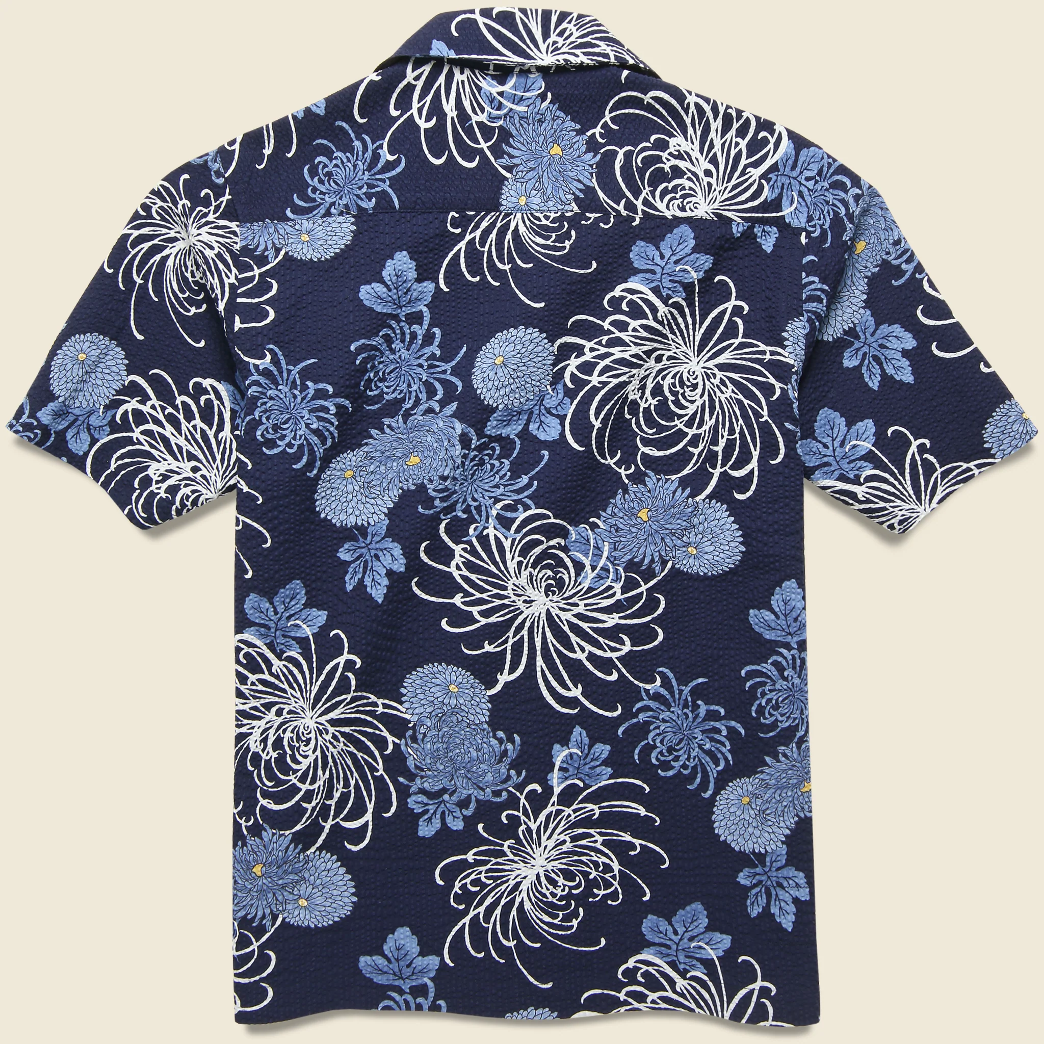 Japanese Flower Seersucker Shirt - Blue - Image 2