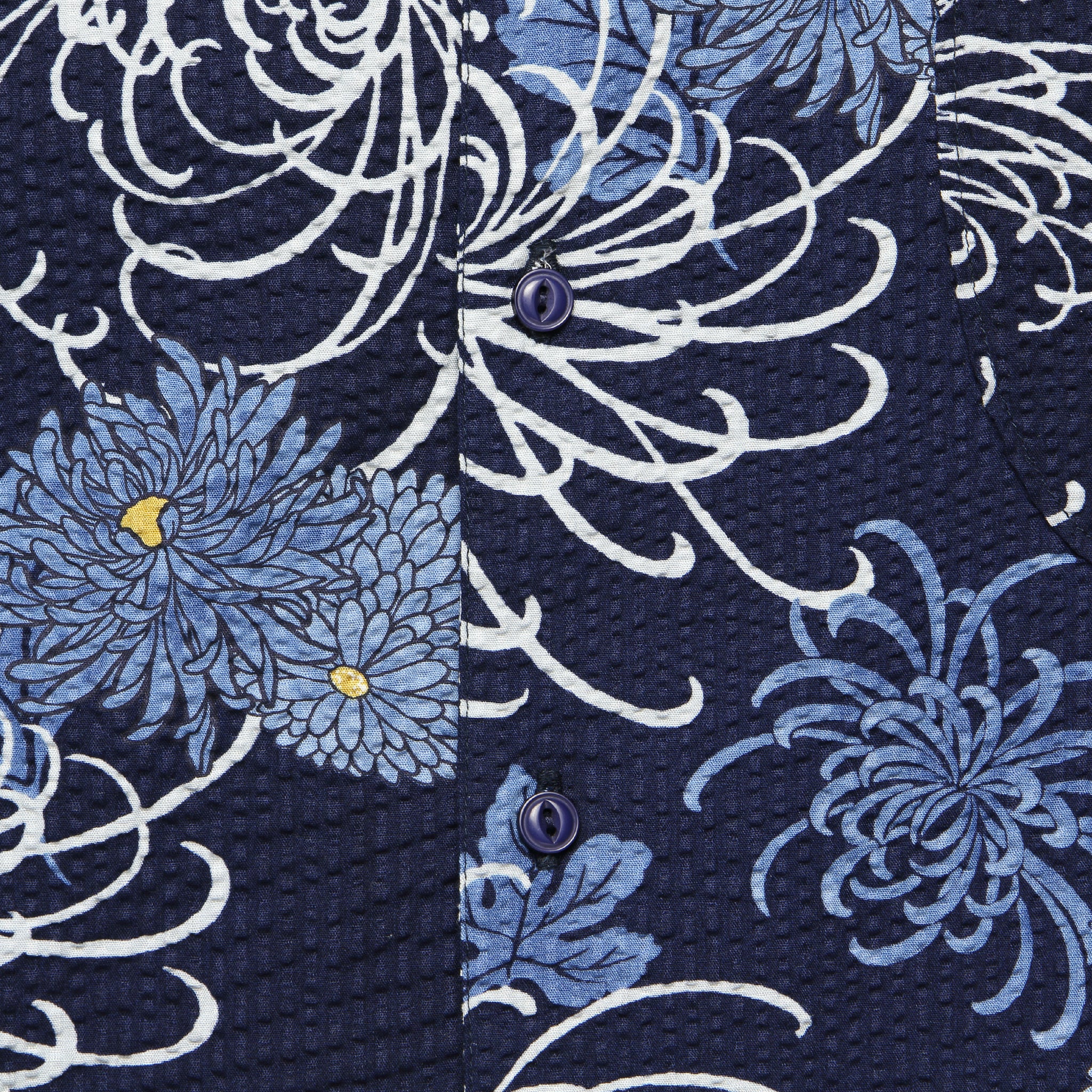 Japanese Flower Seersucker Shirt - Blue - Image 3