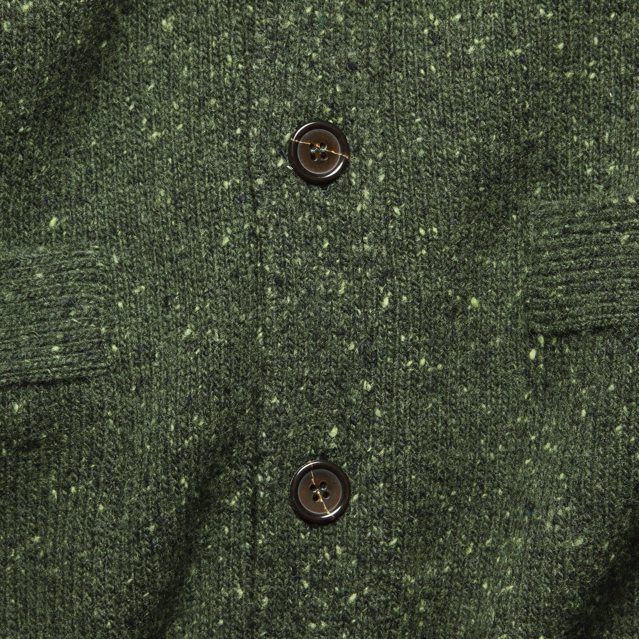 Lambswool Fleck Vince Cardigan - Olive - Image 3