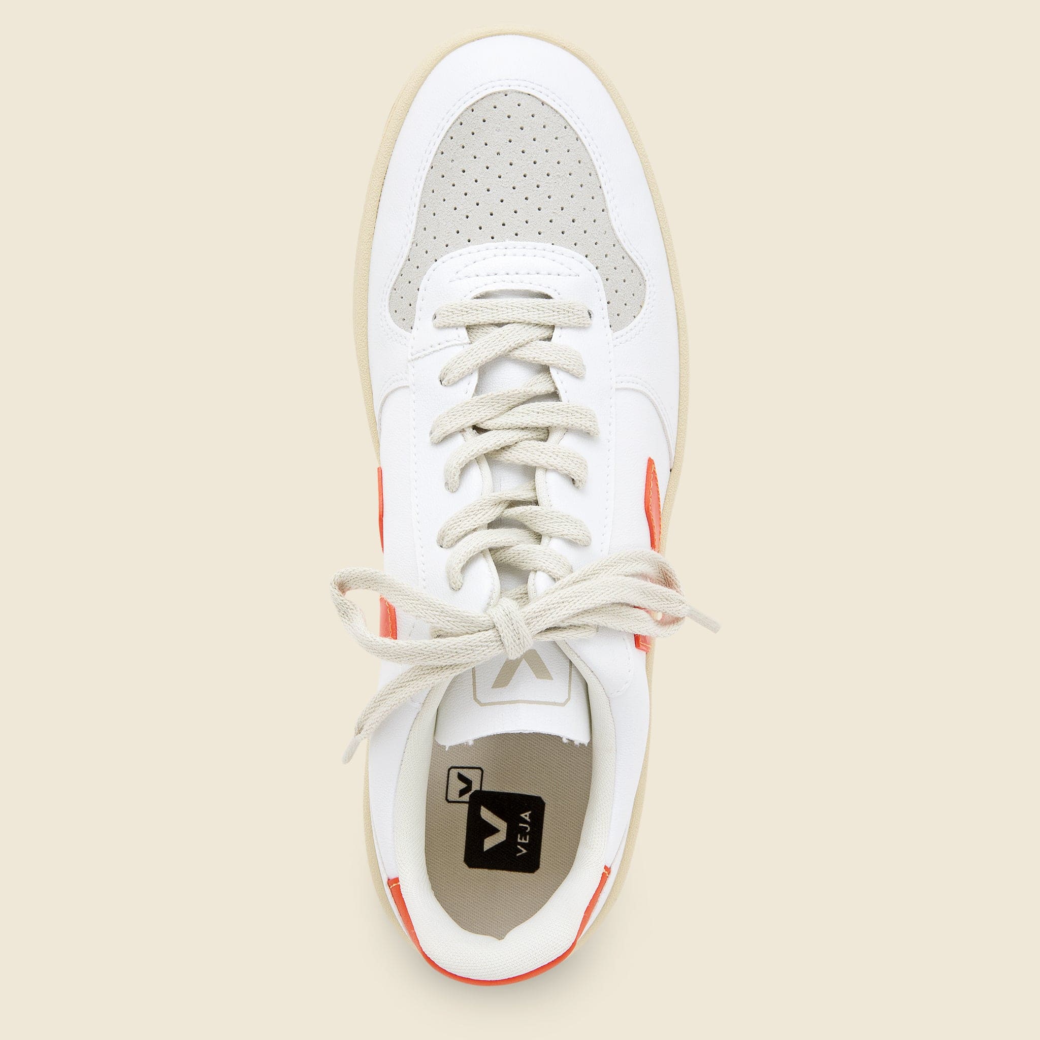 V-10 Leather Sneaker - White/Orange Fluo - Image 2