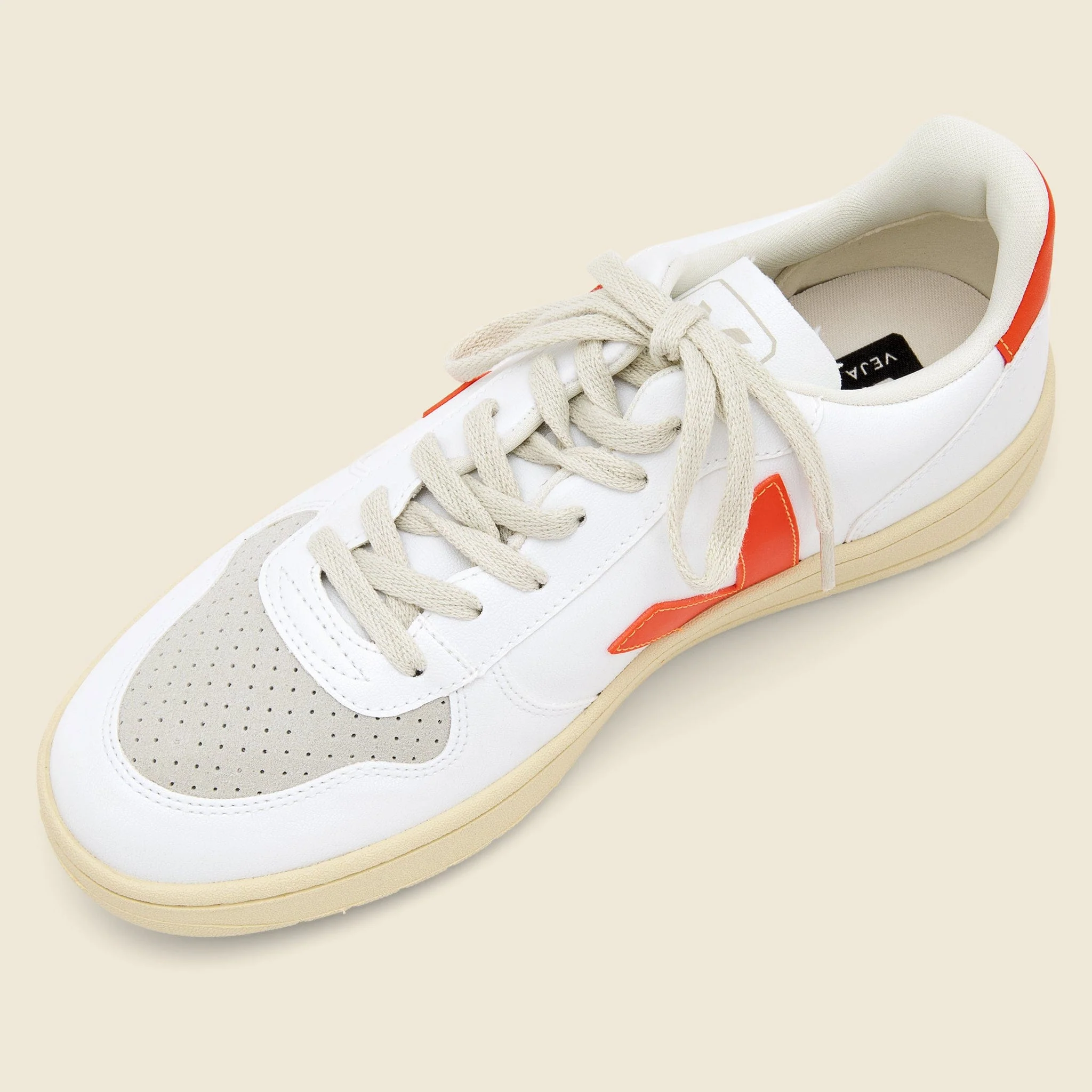 V-10 Leather Sneaker - White/Orange Fluo - Image 4