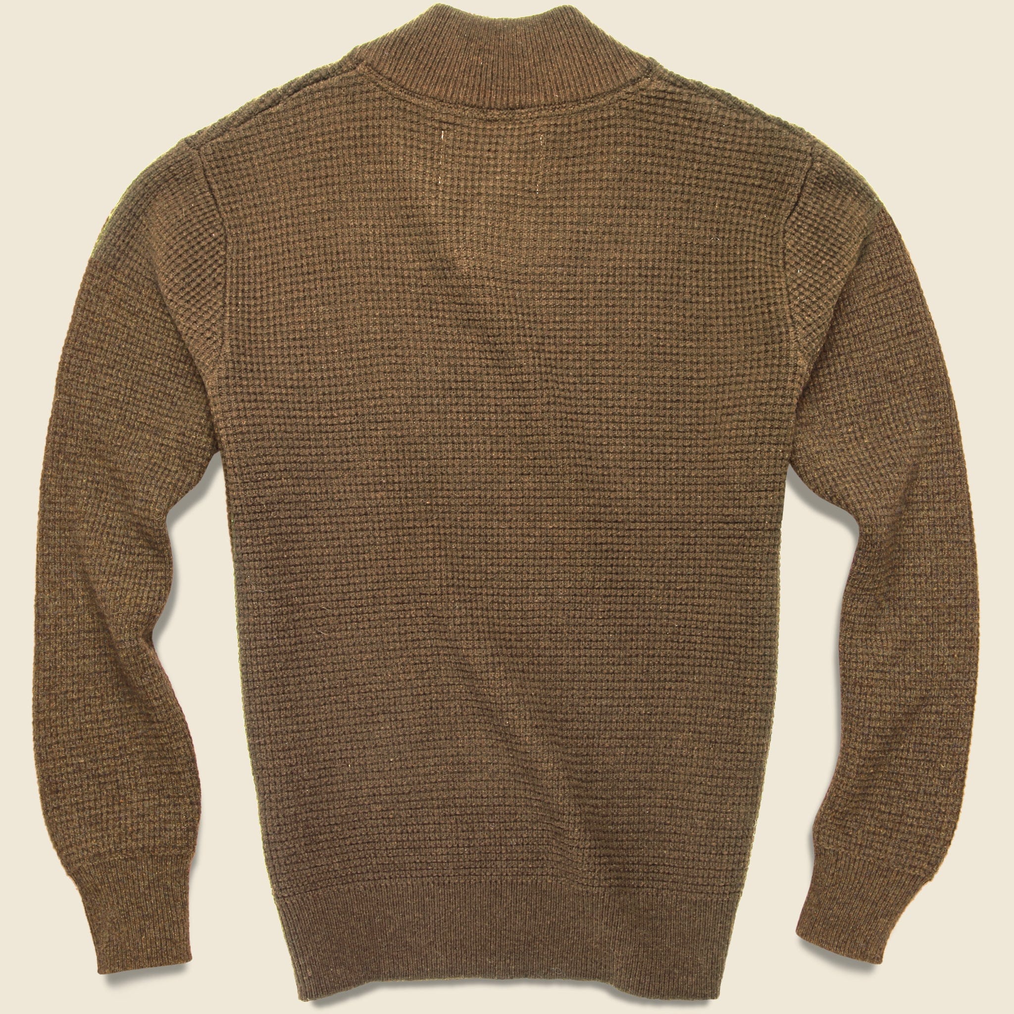 V-Neck Waffle Sweater - Camel - Image 2