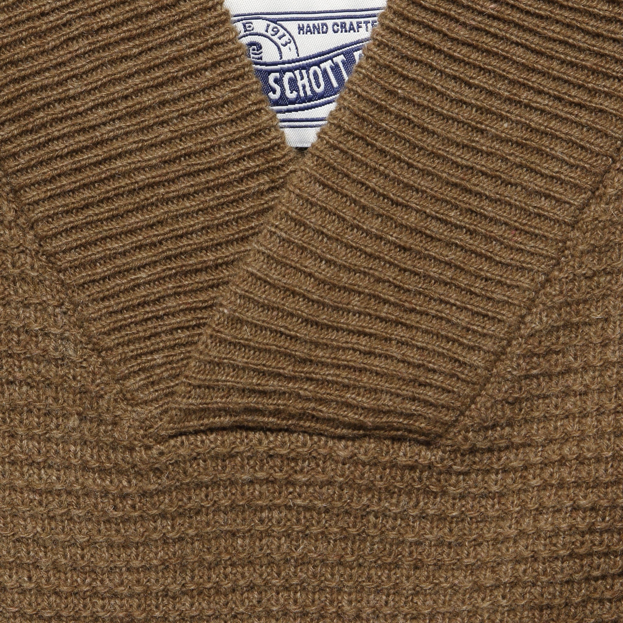 V-Neck Waffle Sweater - Camel - Image 3