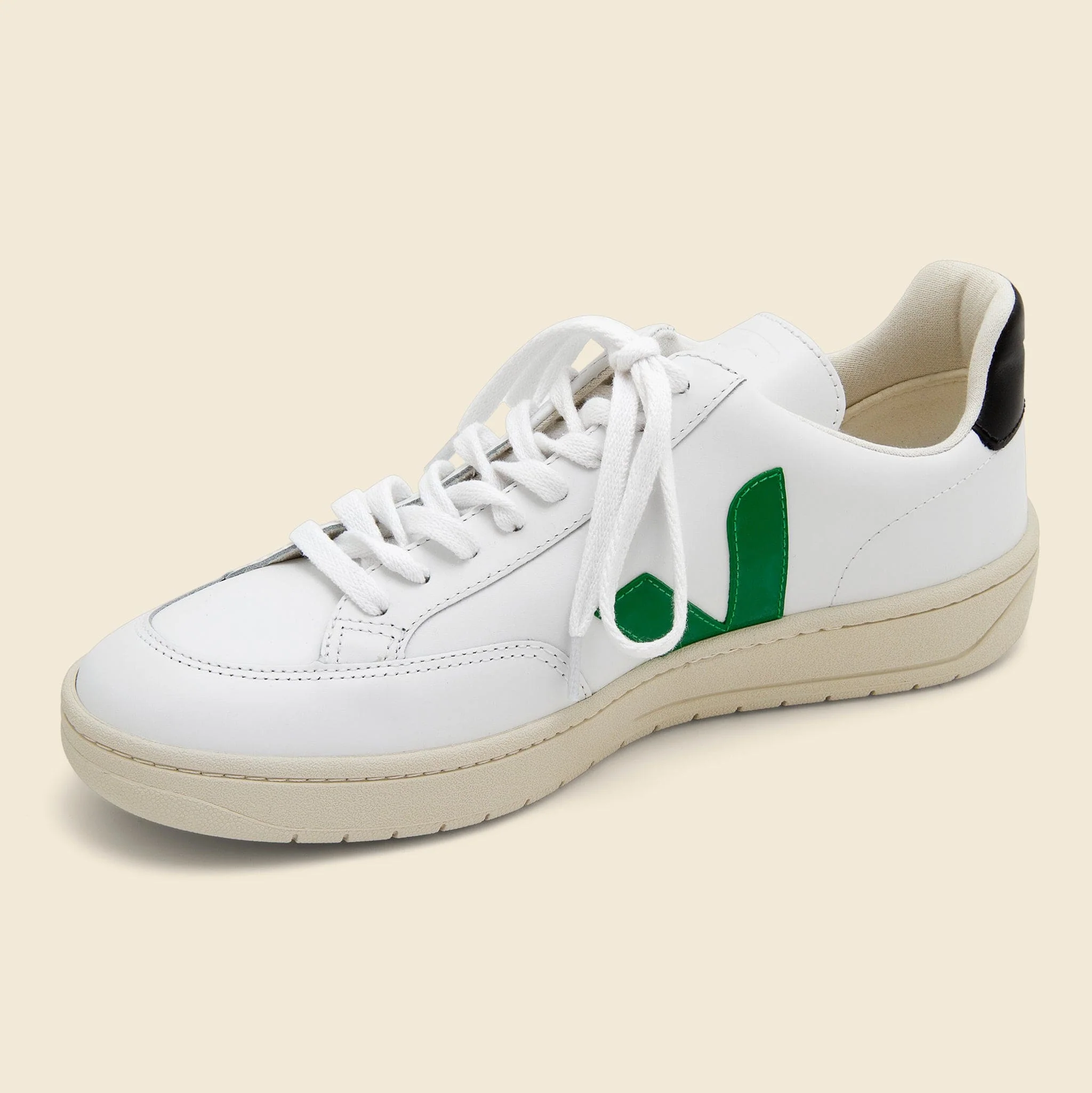 V-12 Leather Sneaker - Extra White/Emeraude Black - Image 2