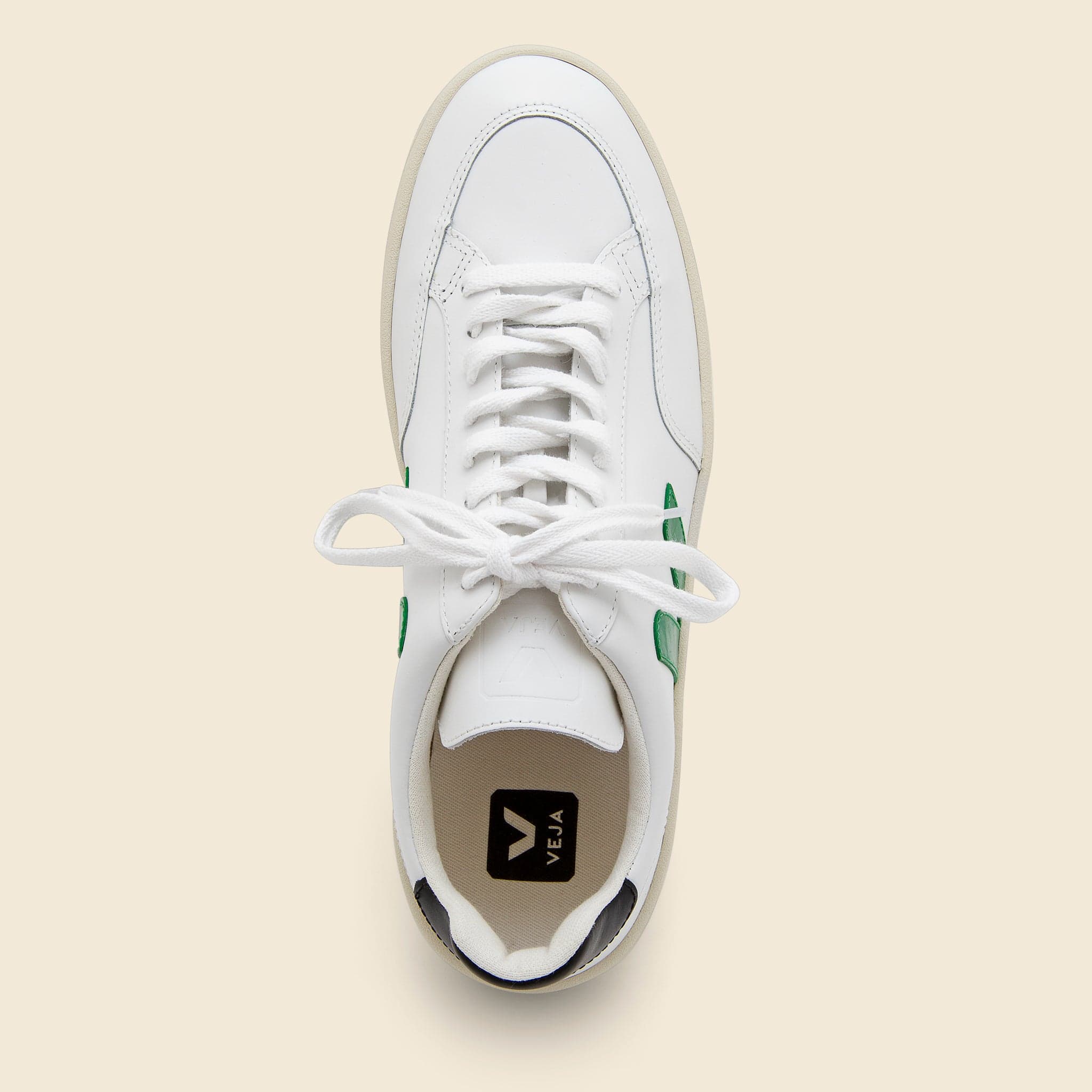 V-12 Leather Sneaker - Extra White/Emeraude Black - Image 3