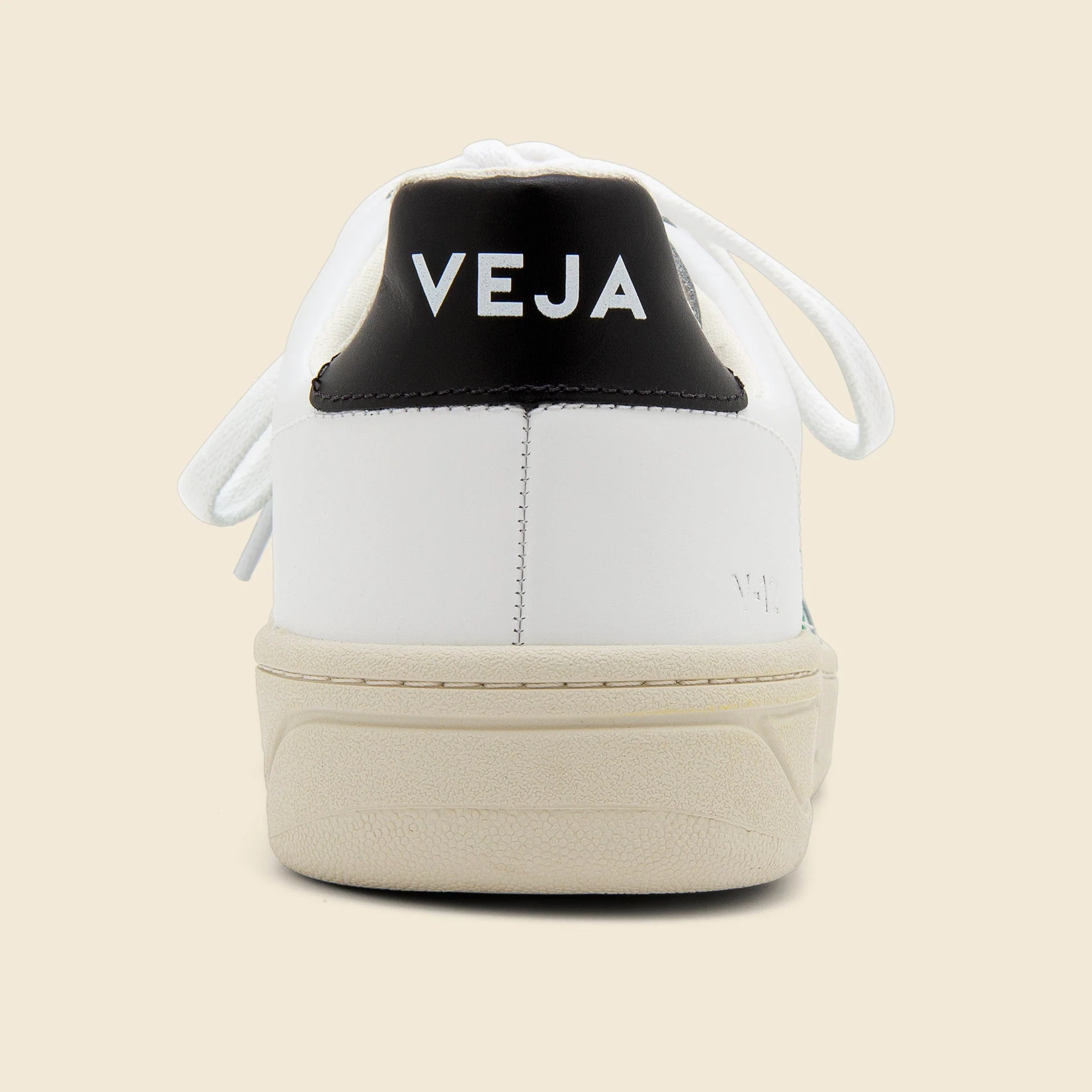 V-12 Leather Sneaker - Extra White/Emeraude Black - Image 4