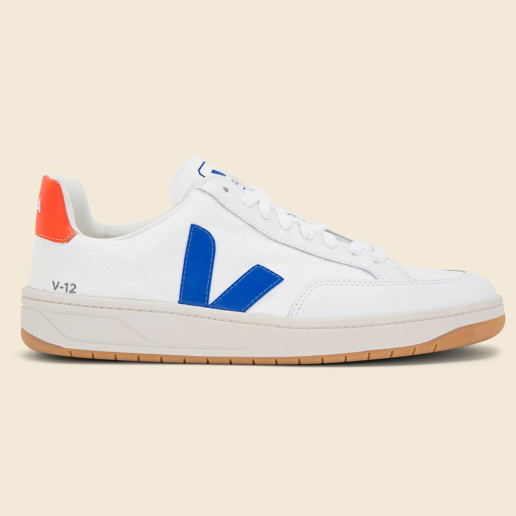 V-12 Mesh Sneaker - White/Indigo/Orange Fluo