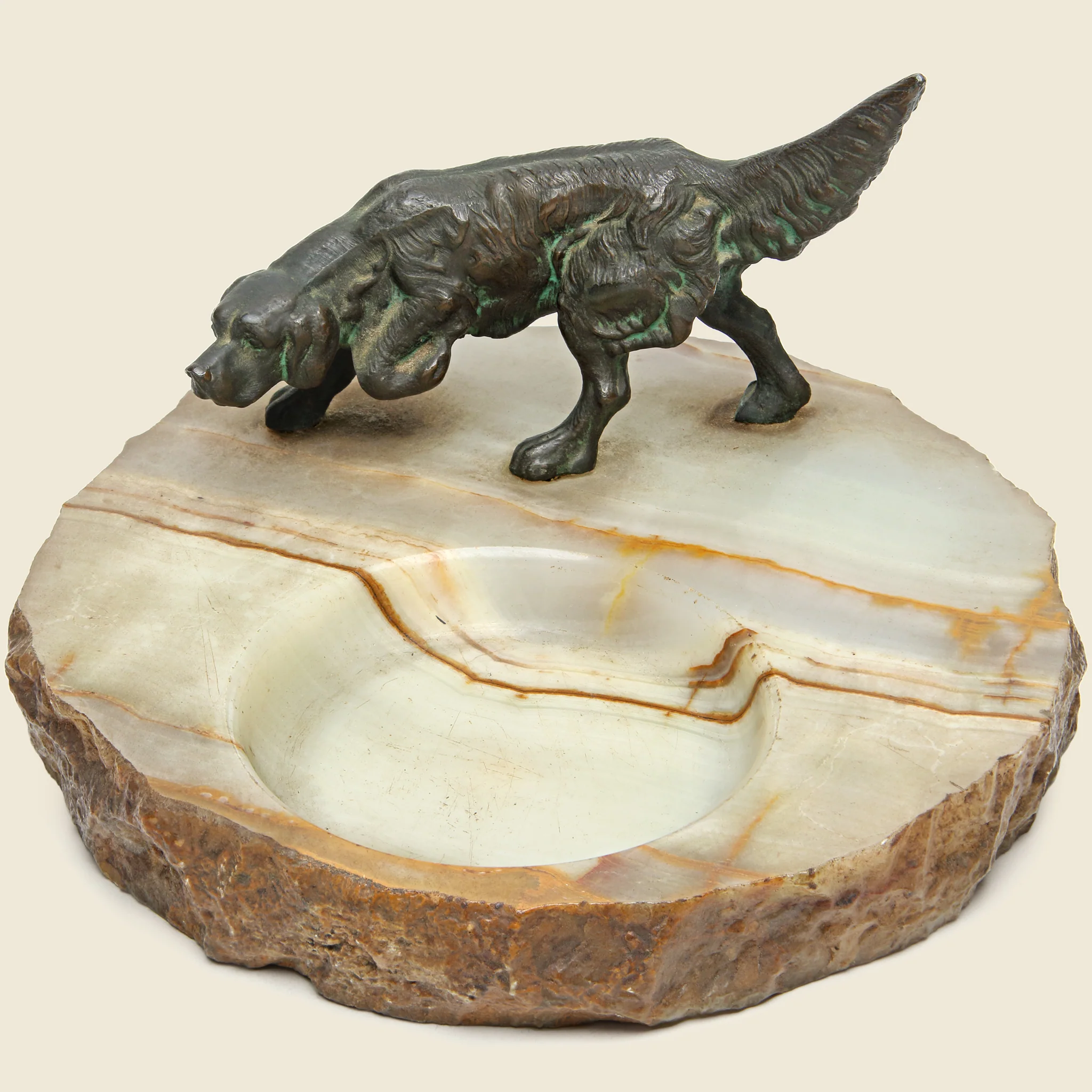 Vintage Agate Hunting Dog Ashtray