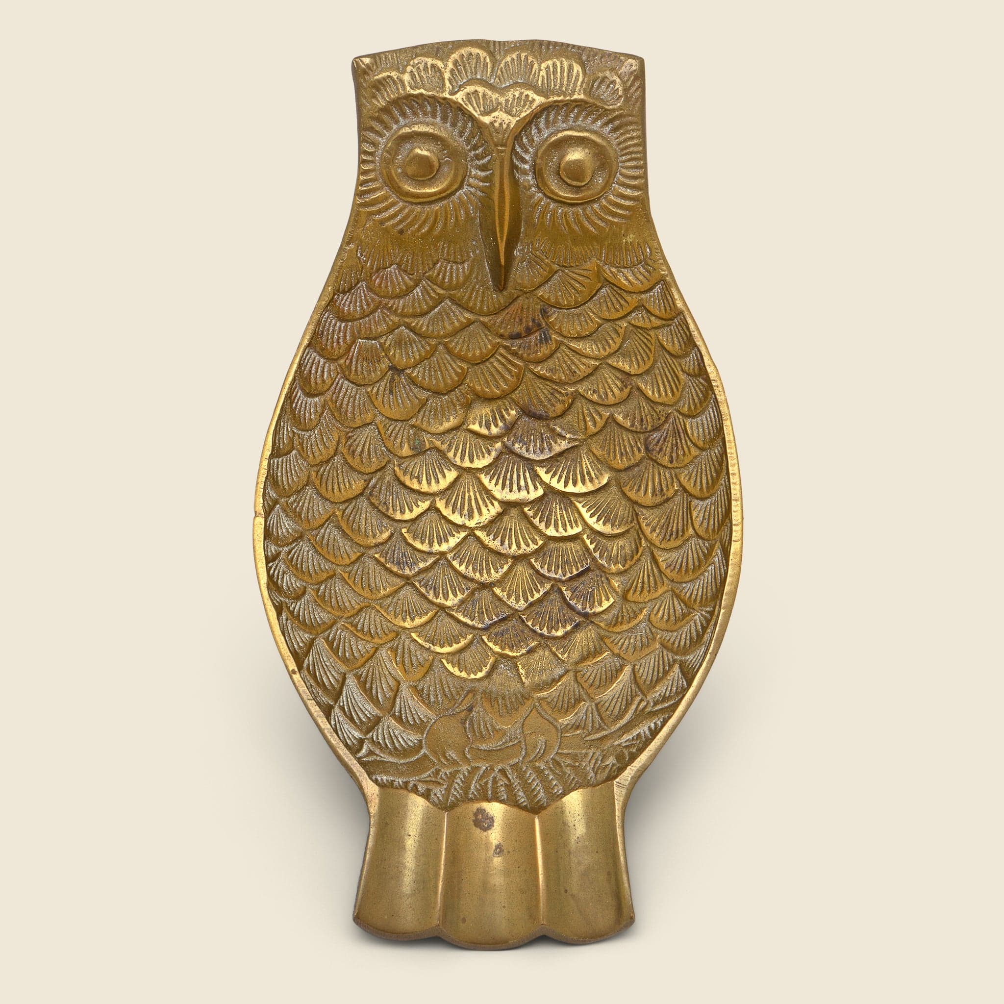 Vintage Brass Owl Ashtray