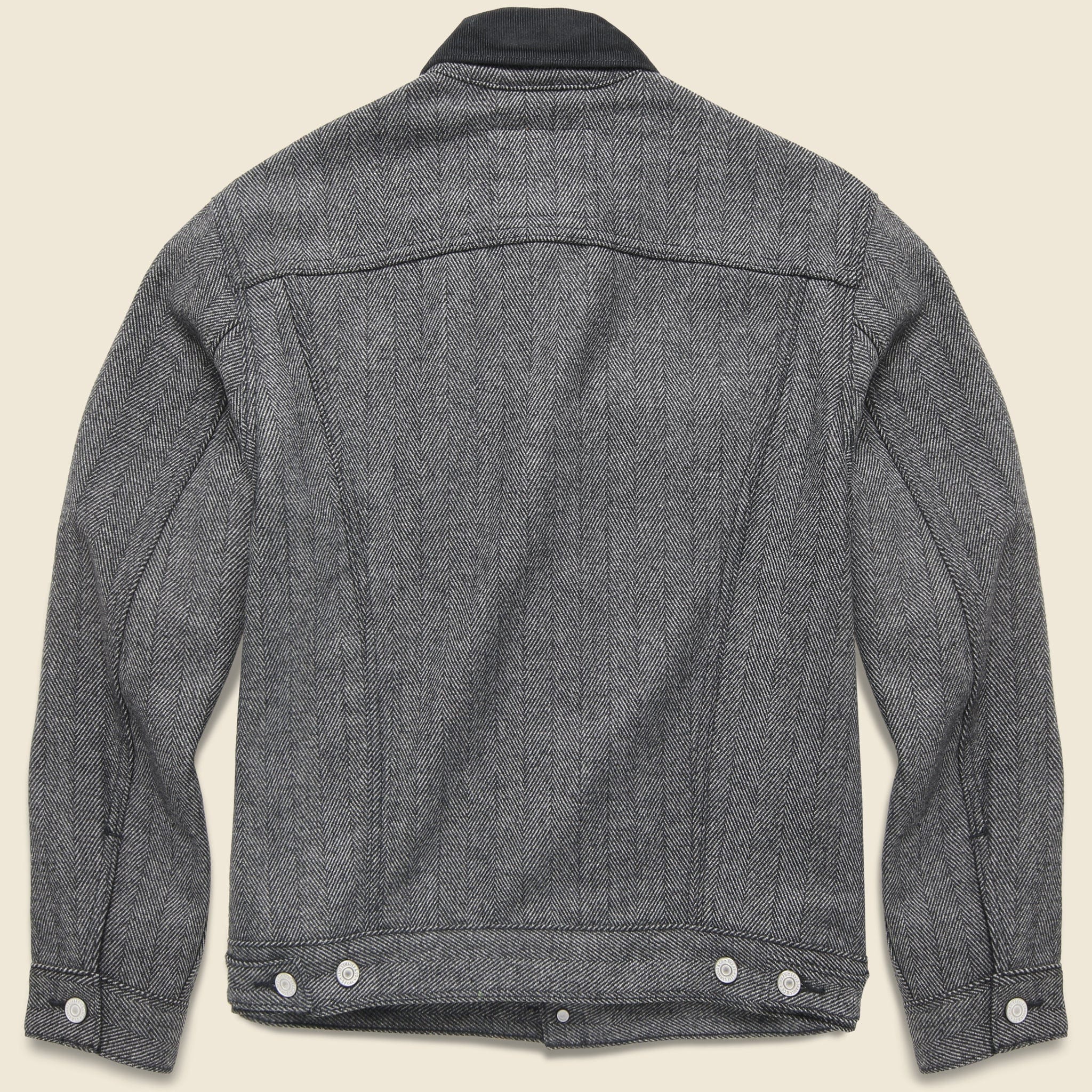 Vintage Fit Herringbone Trucker Jacket - Grey - Image 2