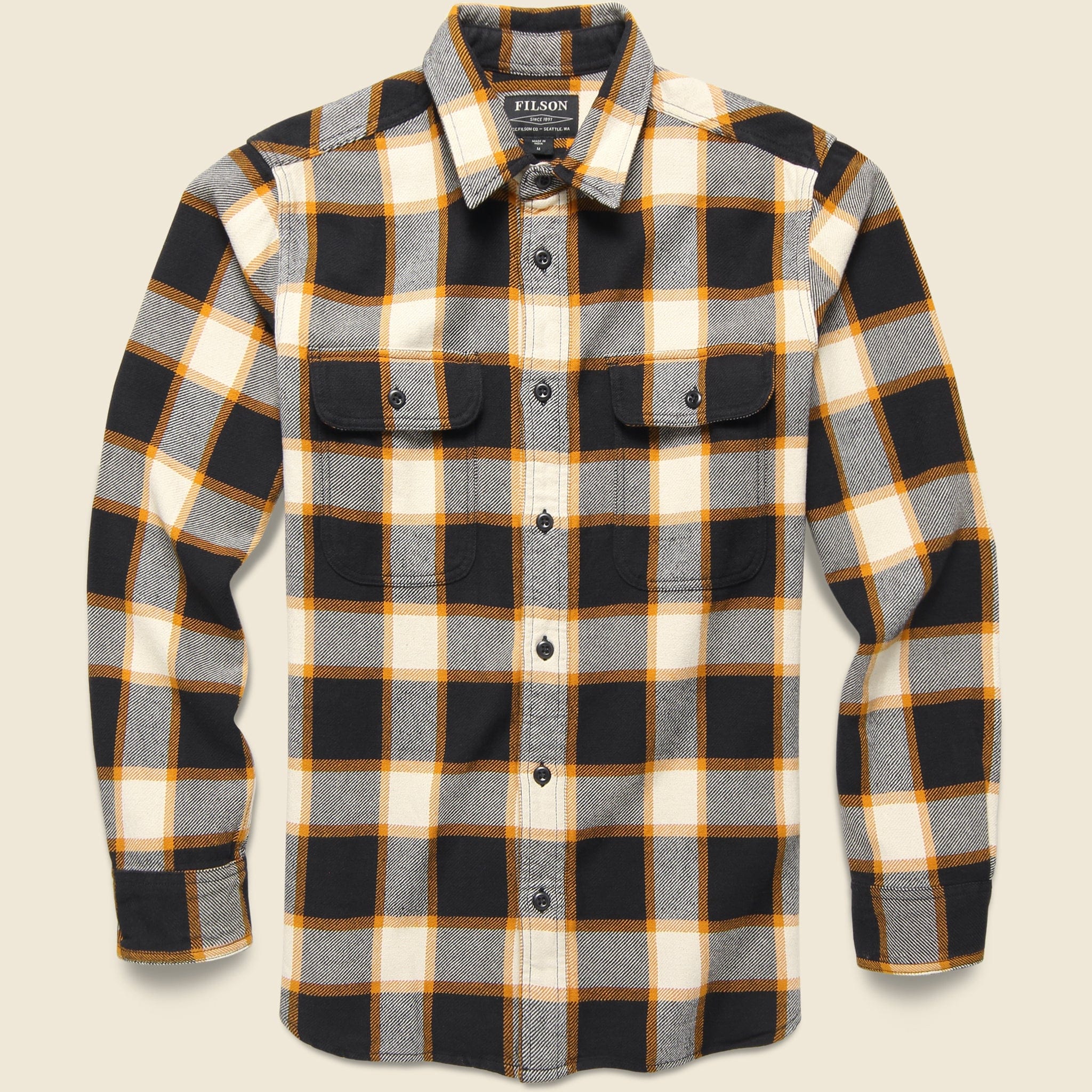 Vintage Flannel Work Shirt - Black/Natural/Gold