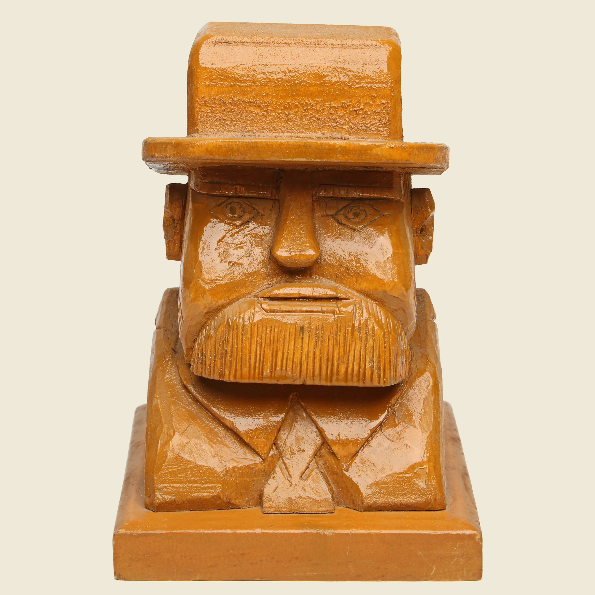 Vintage Hand-Carved Wooden Bust
