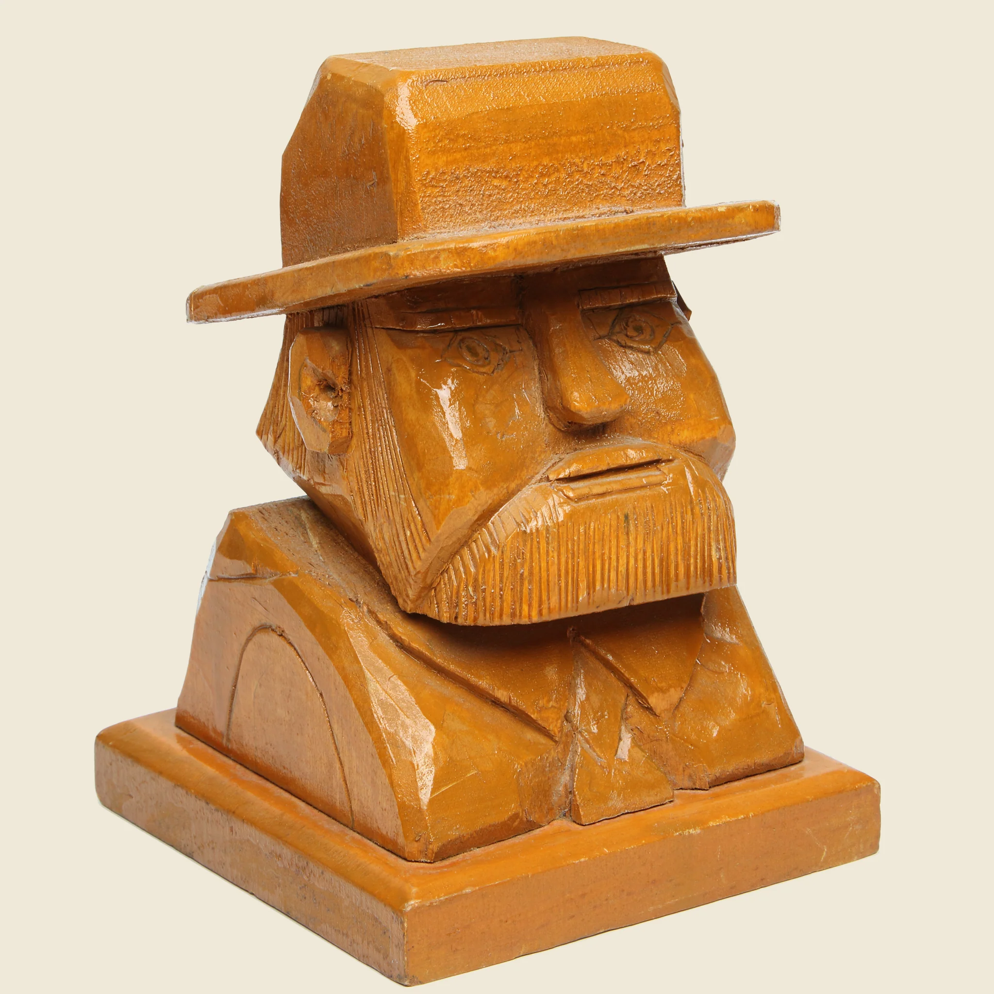 Vintage Hand-Carved Wooden Bust - Image 2