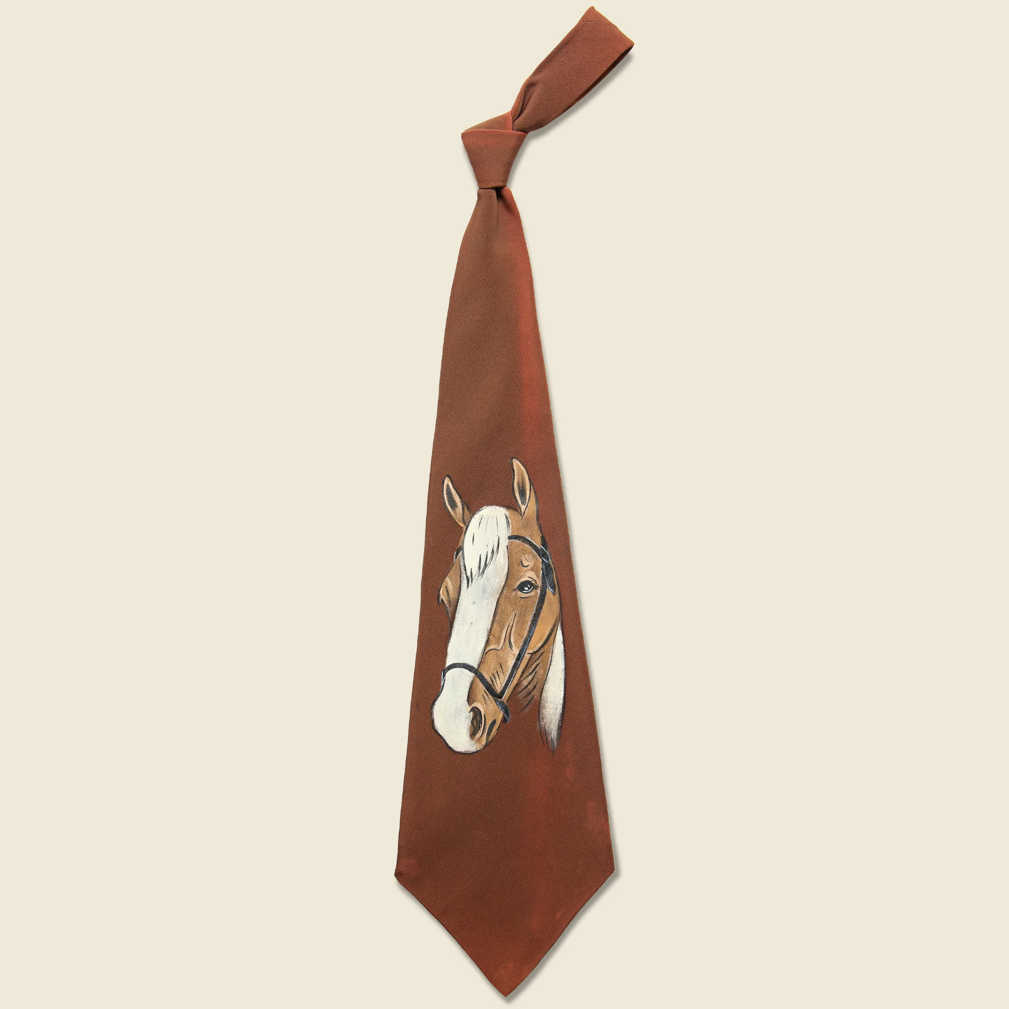 Hand Painted Burgundy Horse Tie