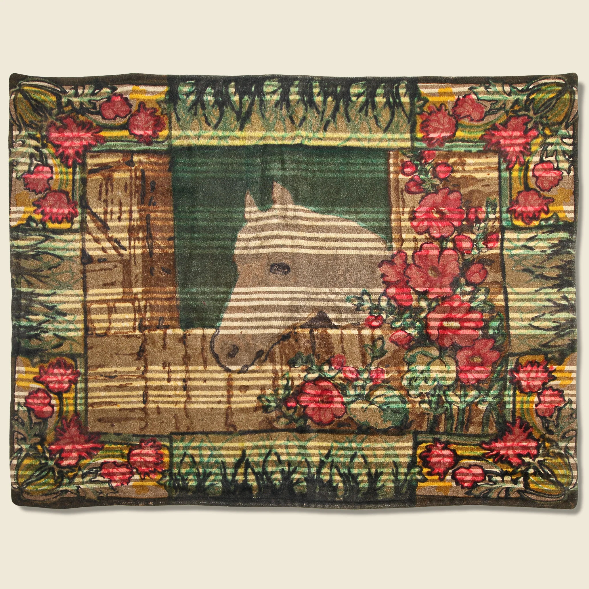 Vintage Horse & Flowers Blanket