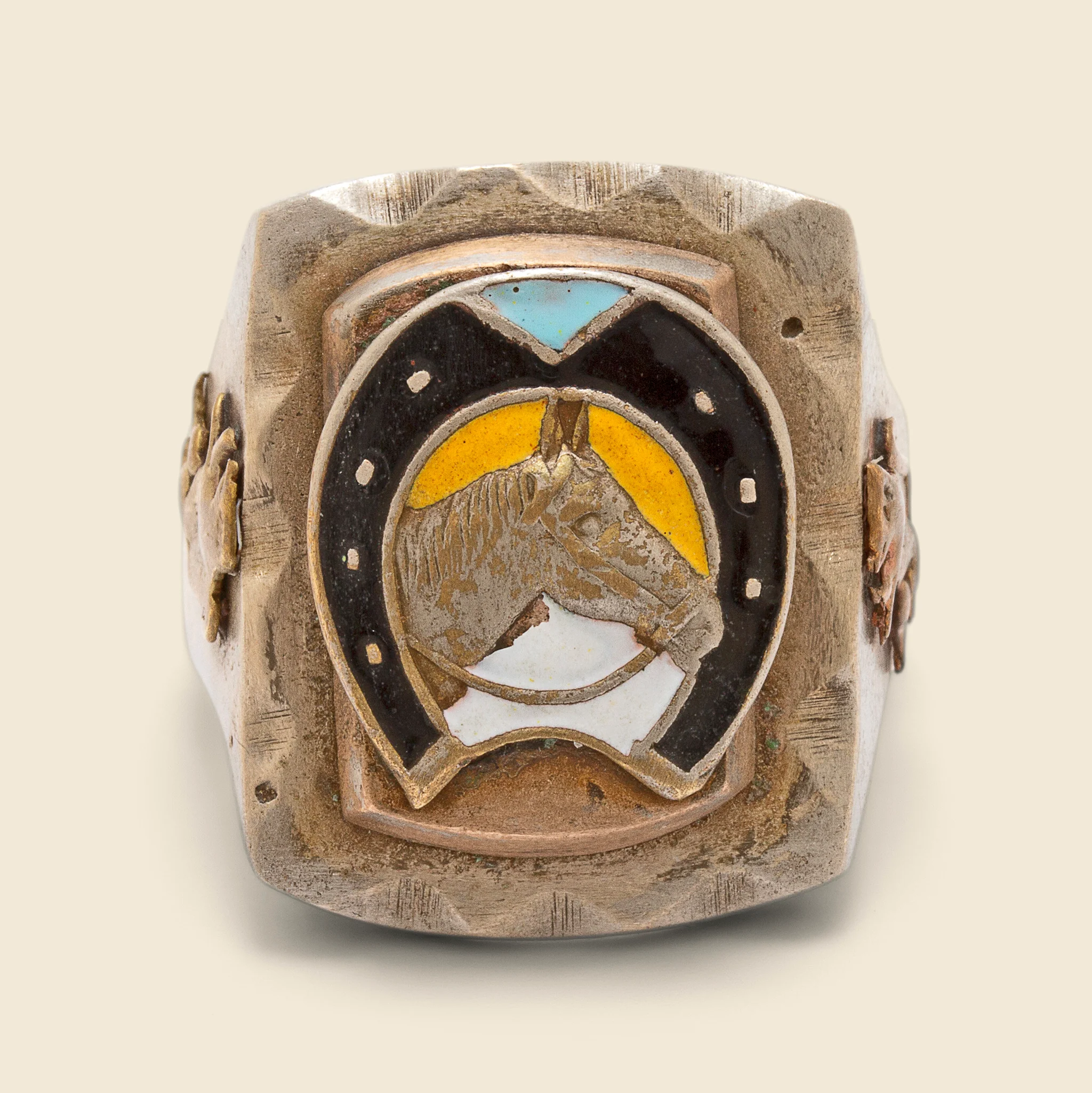 Horseshoe Biker Ring - Silver & Brass - Image 2