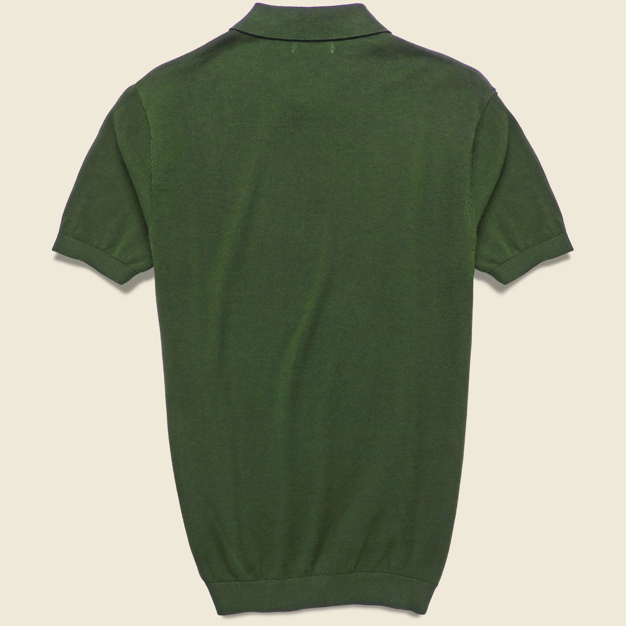 Vintage Jacquard Knit Polo - Olive - Image 2